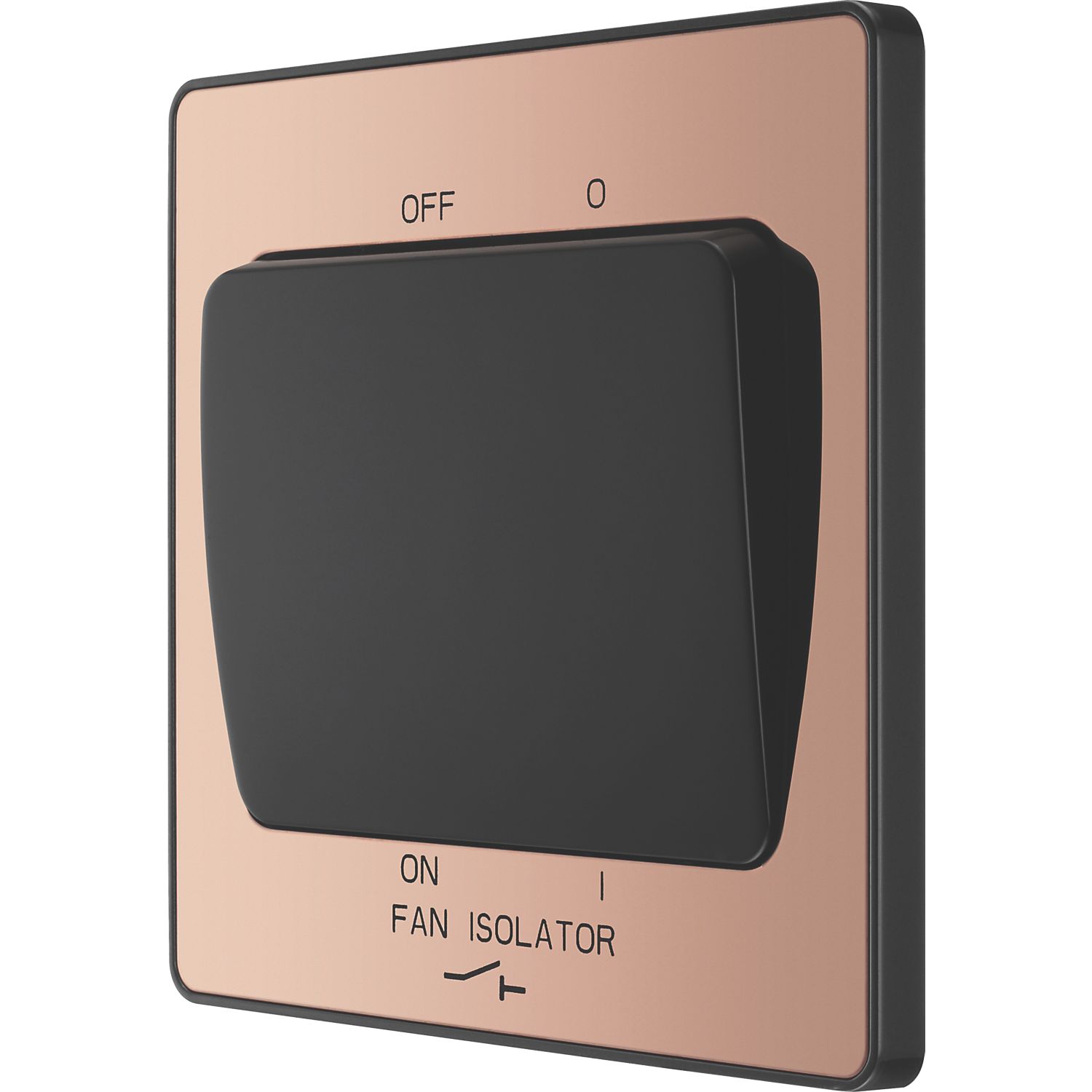 British General Evolve 10A 1-Gang 3-Pole Fan Isolator Switch Copper with Black Inserts (743PX)