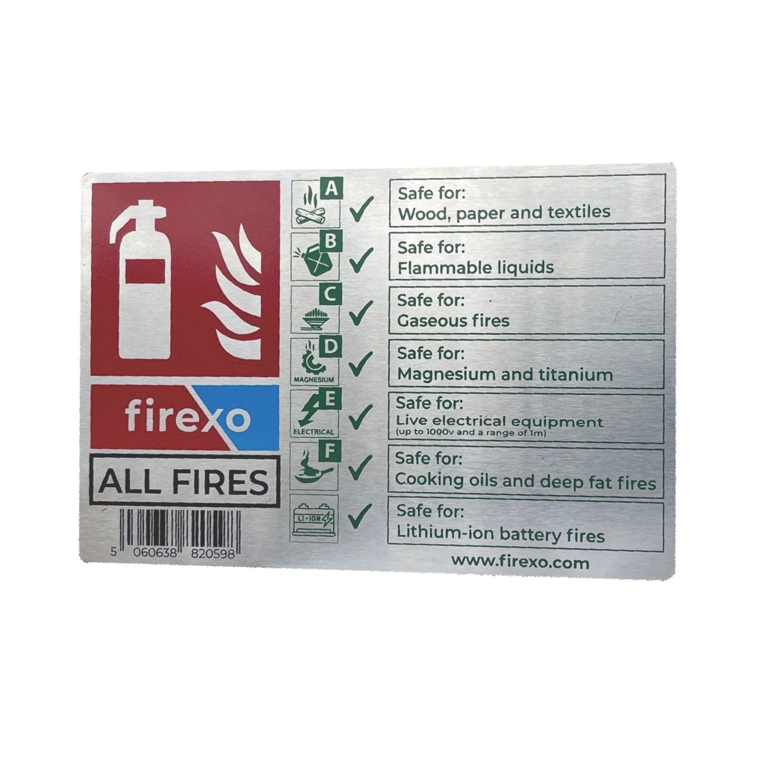 Firexo Non Photoluminescent Fire Extinguisher Sign 100mm x 150mm (744JL)