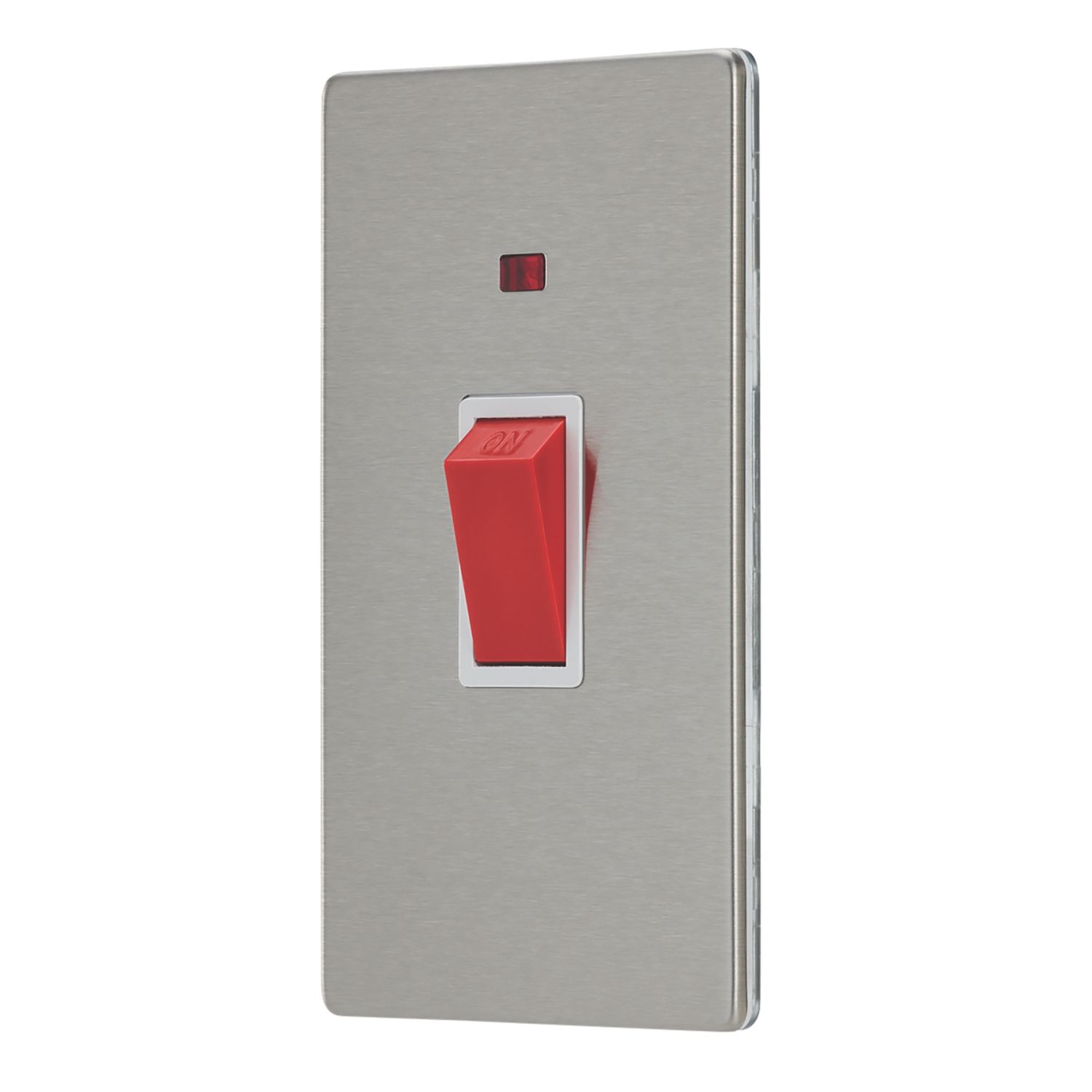 Contactum Lyric 45A 1-Gang DP Control Switch Brushed Steel with Neon with White Inserts (744RP)