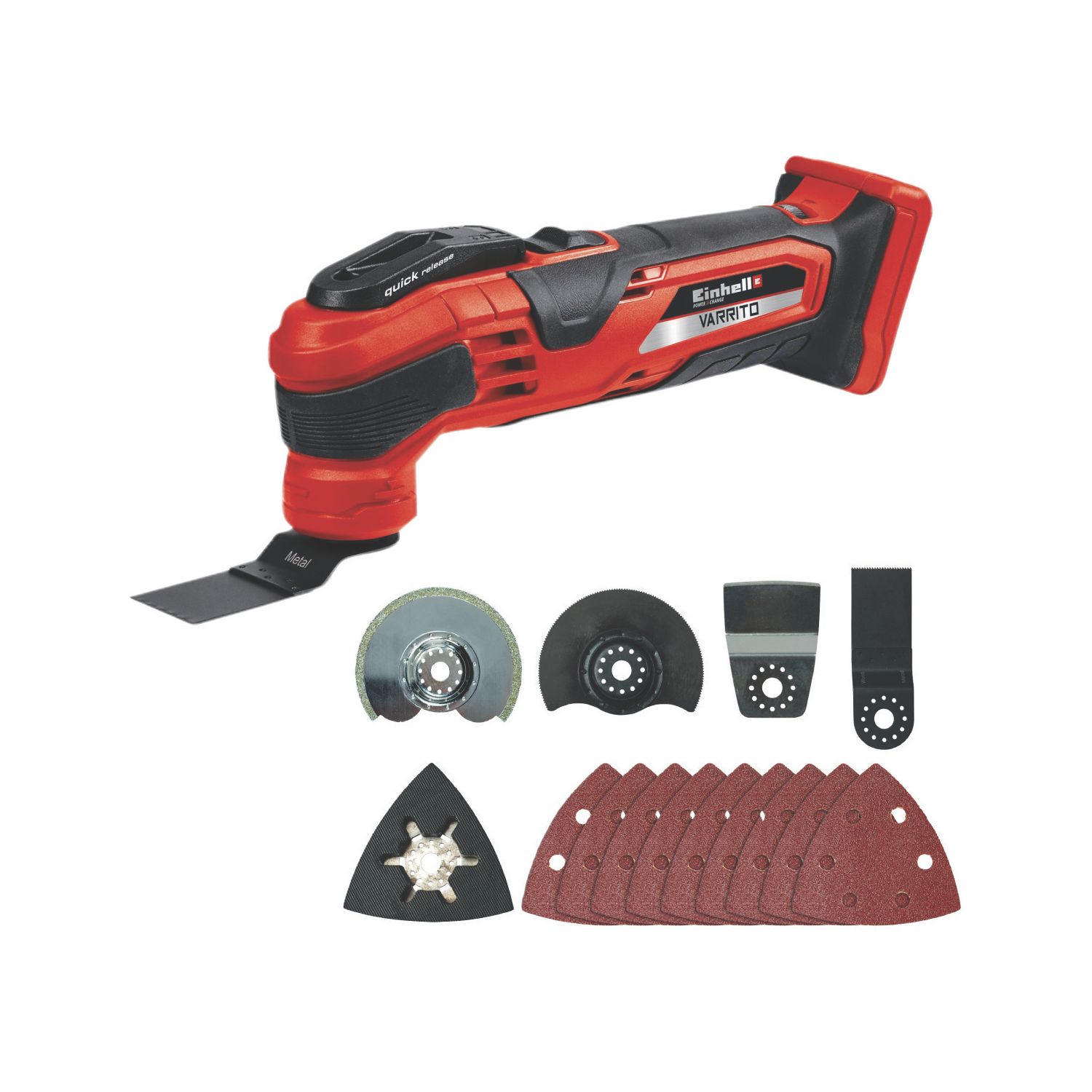 Einhell Varrito 18V Li-Ion Power X-Change Cordless Multi-Tool & 14 Accessories - Bare (744TJ)