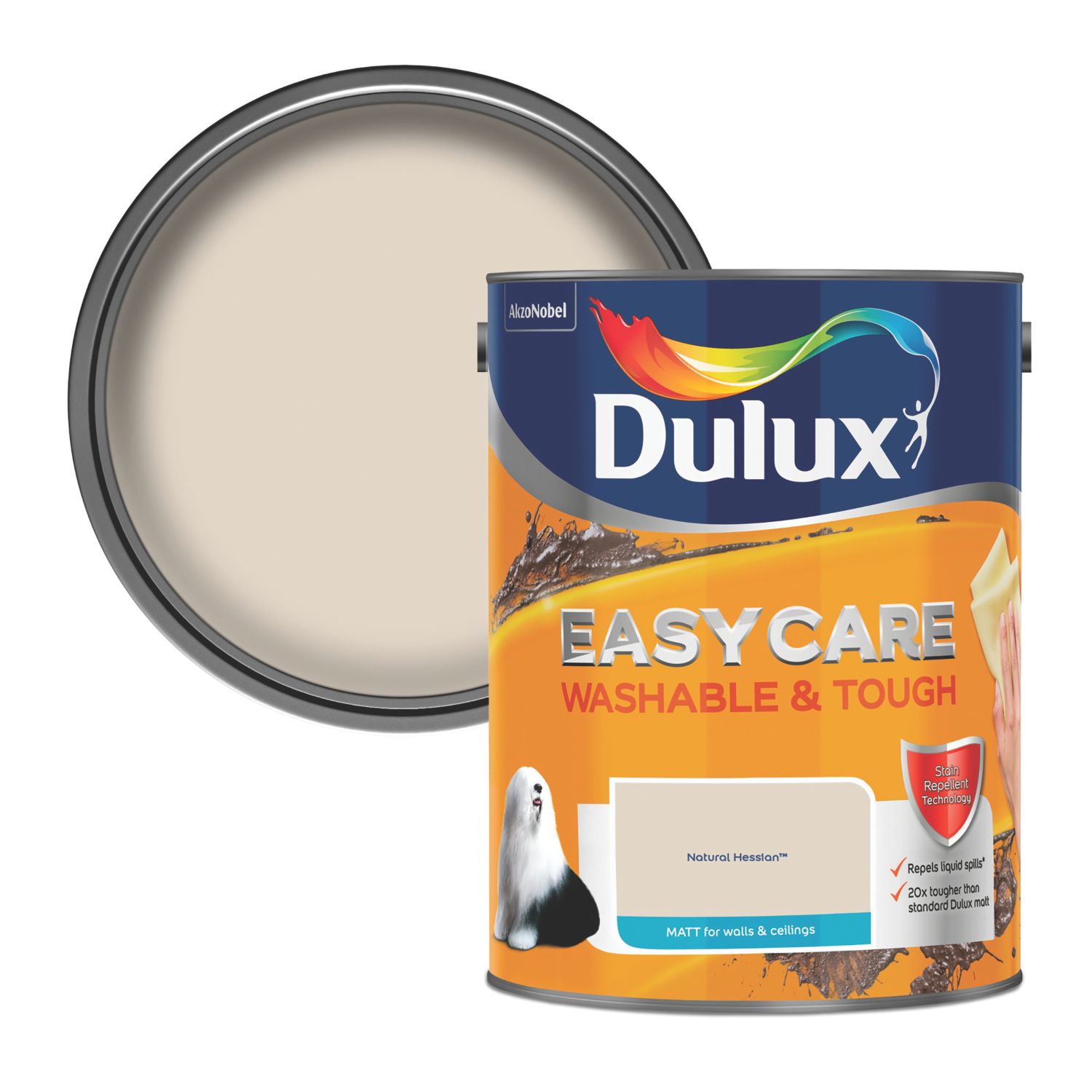 Dulux EasyCare Washable & Tough 5Ltr Natural Hessian Matt Emulsion Paint (748AX)