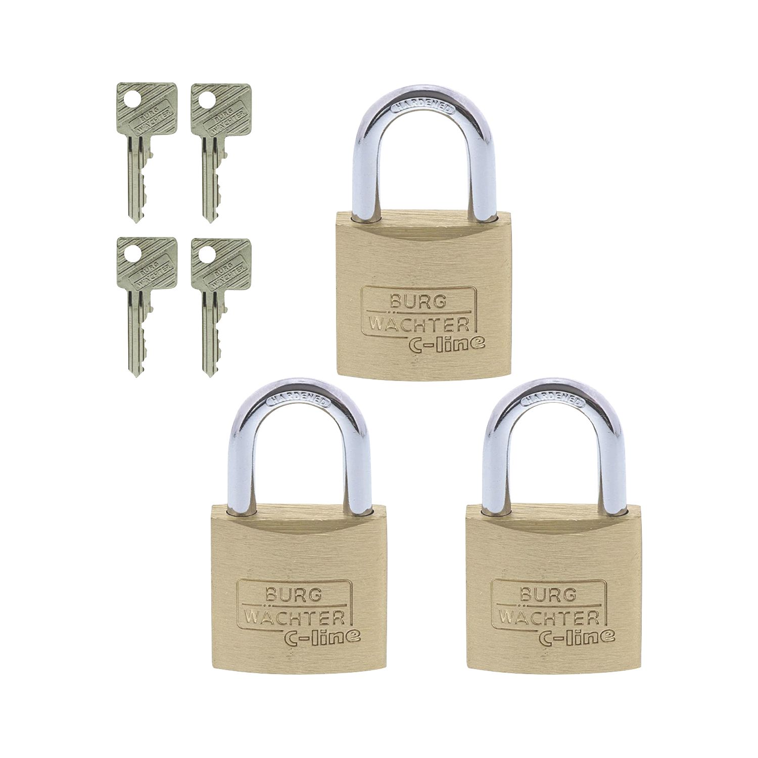 Sterling Brass Keyed Alike Long Shackle Padlocks 30mm 3 Pack (748PH)