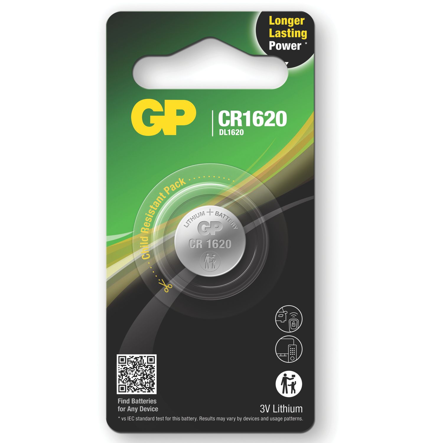 GP Batteries CR1620 3V Coin Cell Lithium Battery (748RM)