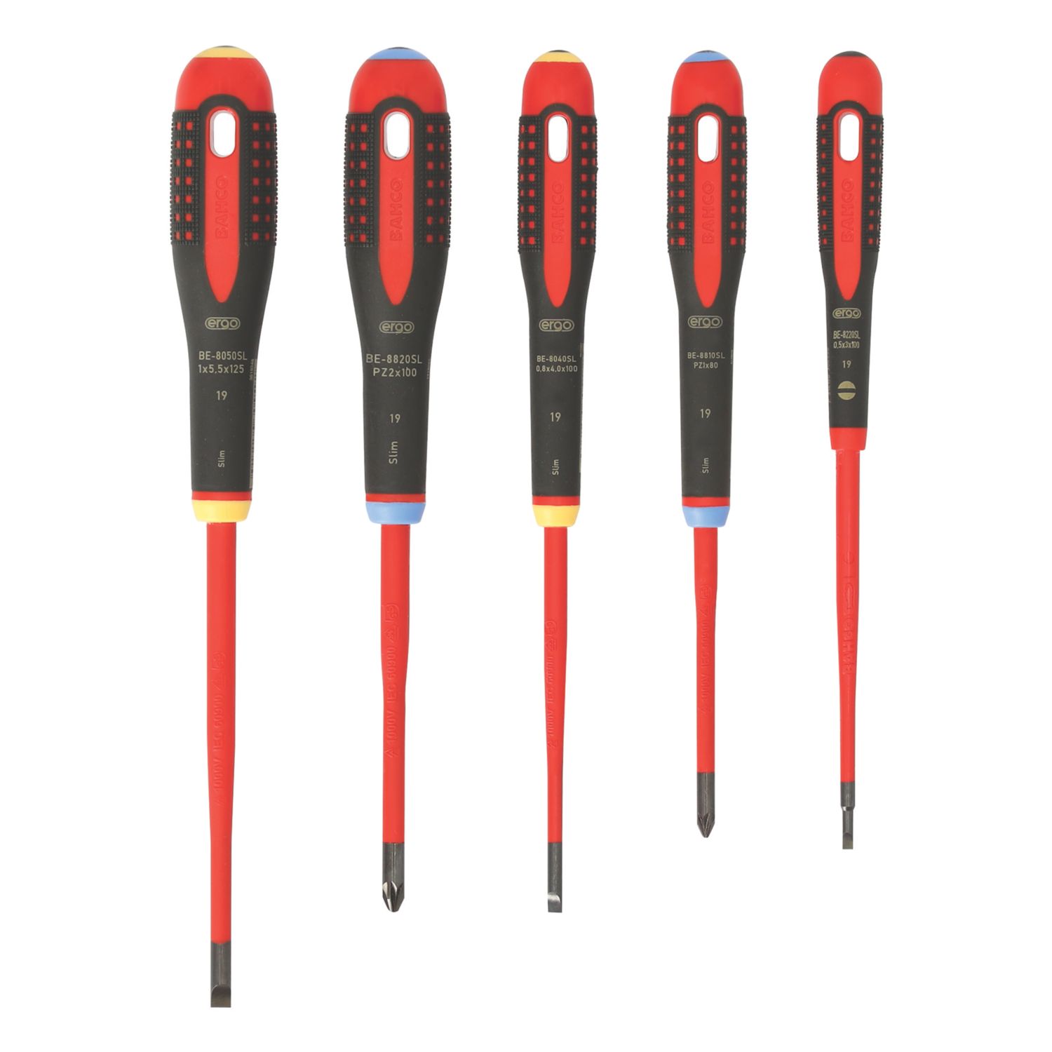 Bahco ERGO Mixed VDE Screwdrivers 5 Piece Set (749JF)