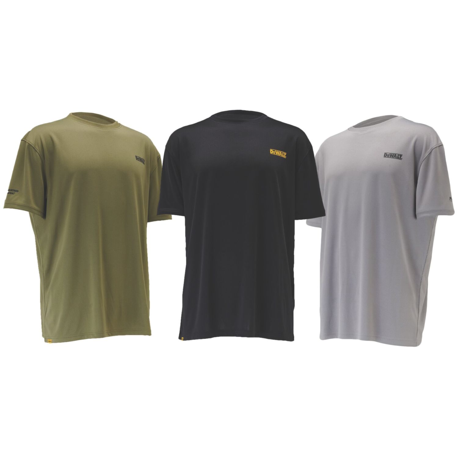 DeWalt Performance Short Sleeve T-Shirt Black/Gunsmoke/Grey Large 45" Chest 3 Pack (749JN)