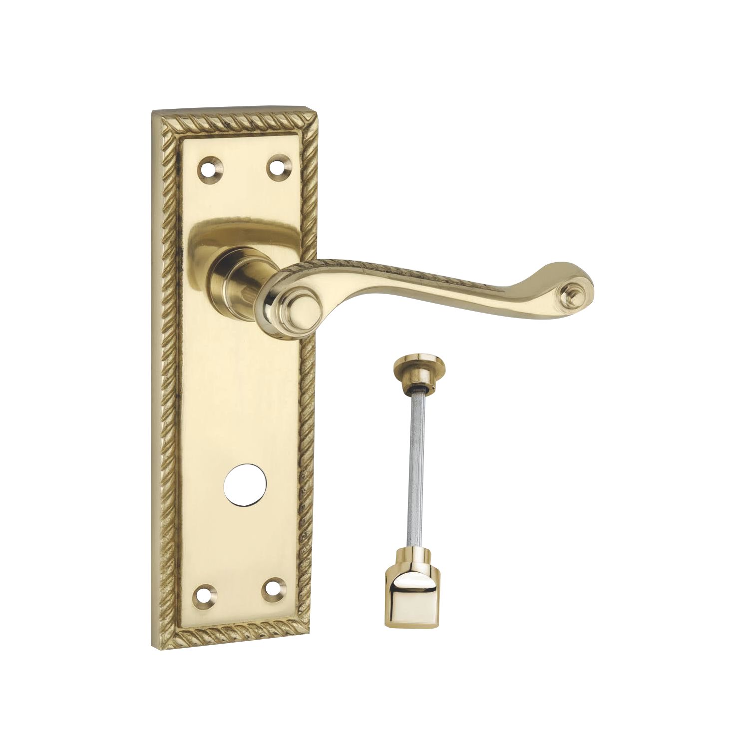 Smith & Locke Fire Rated WC Door Handles Pair Polished Brass (7500P)