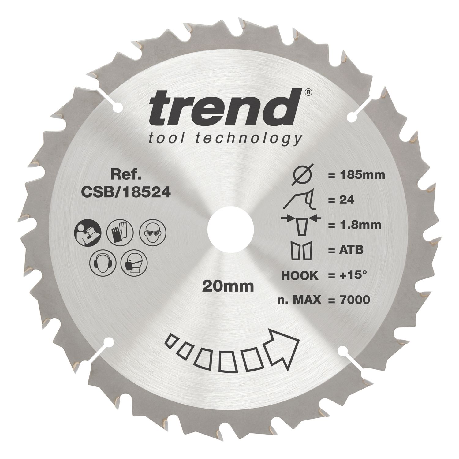 Trend Wood/Chipboard/MDF Circular Saw Blade 185mm x 20mm 24T (750AF)