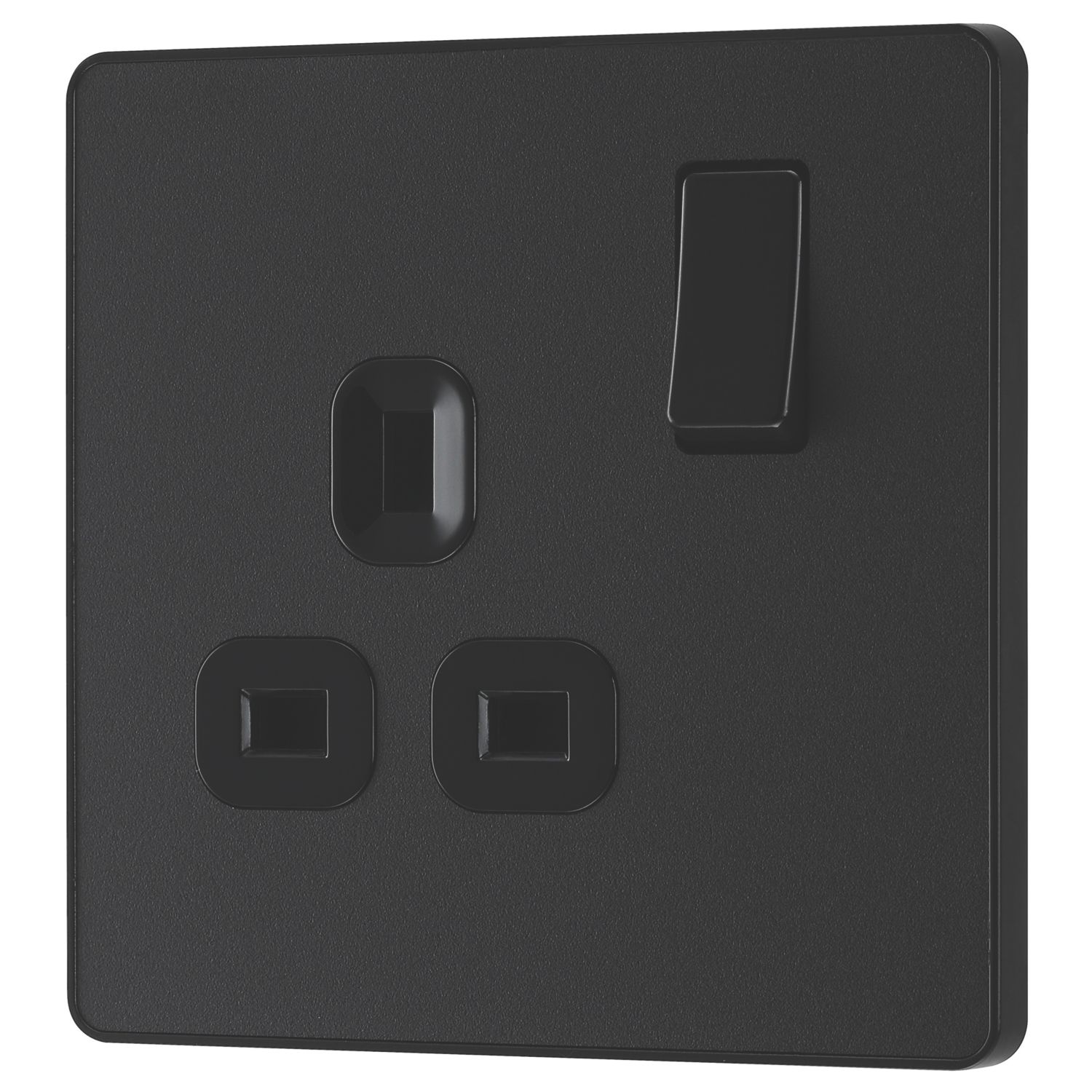 British General Evolve 13A 1-Gang SP Switched Socket Matt Black with Black Inserts (753RF)