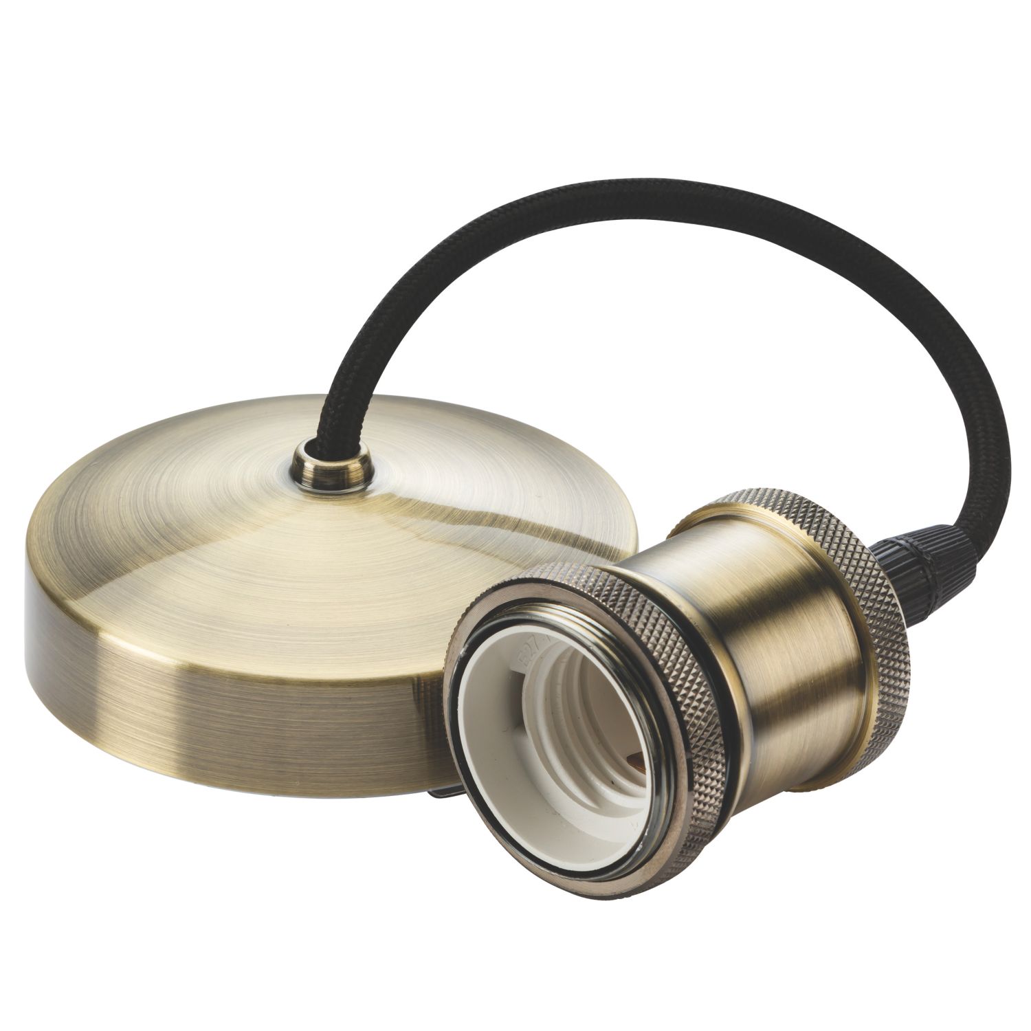 Knightsbridge Vintage 6" Pendant Set Light Fitting E27 Antique Brass 3 1/2" (753TY)