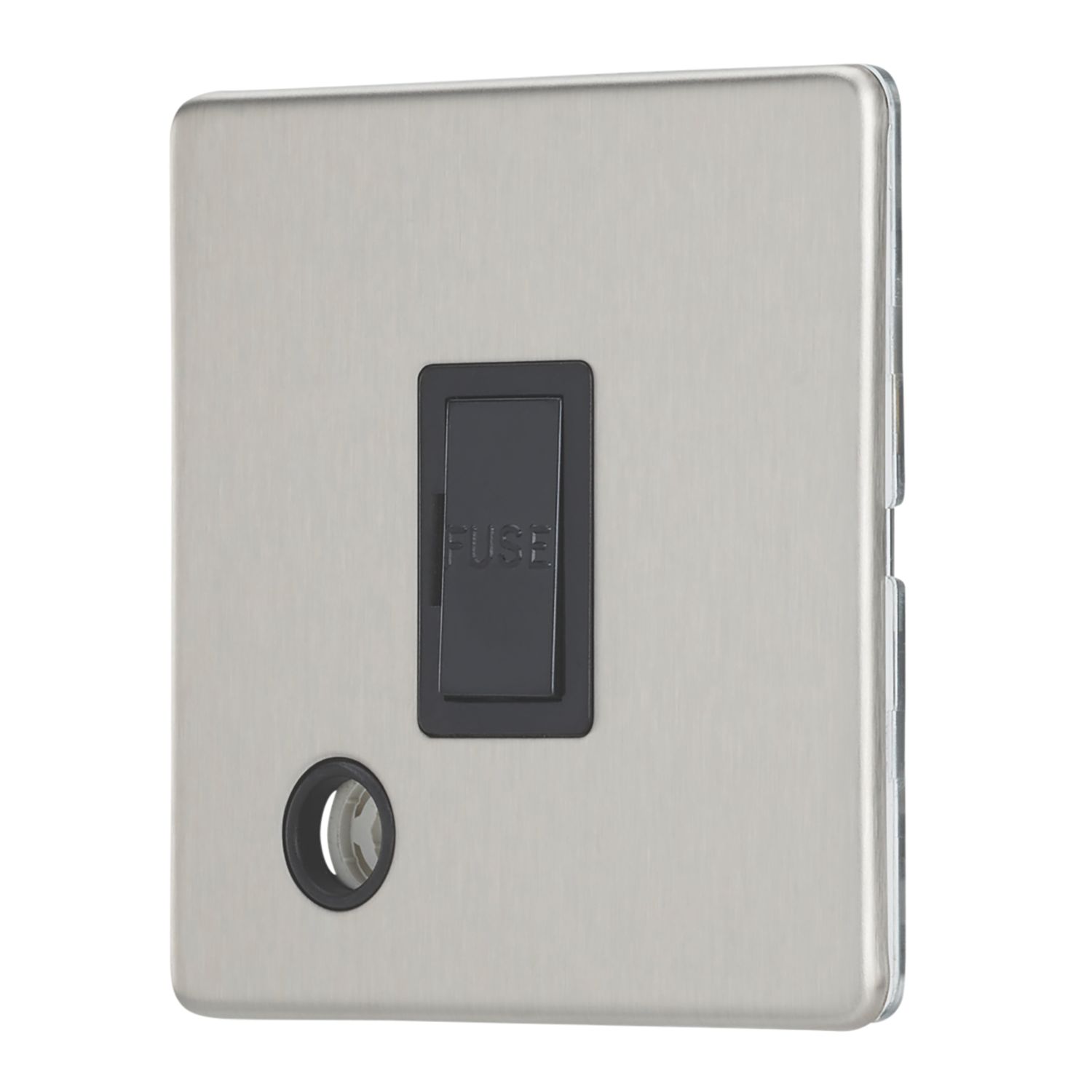 Contactum Lyric 13A Unswitched Fused Spur & Flex Outlet Brushed Steel with Black Inserts (756RP)