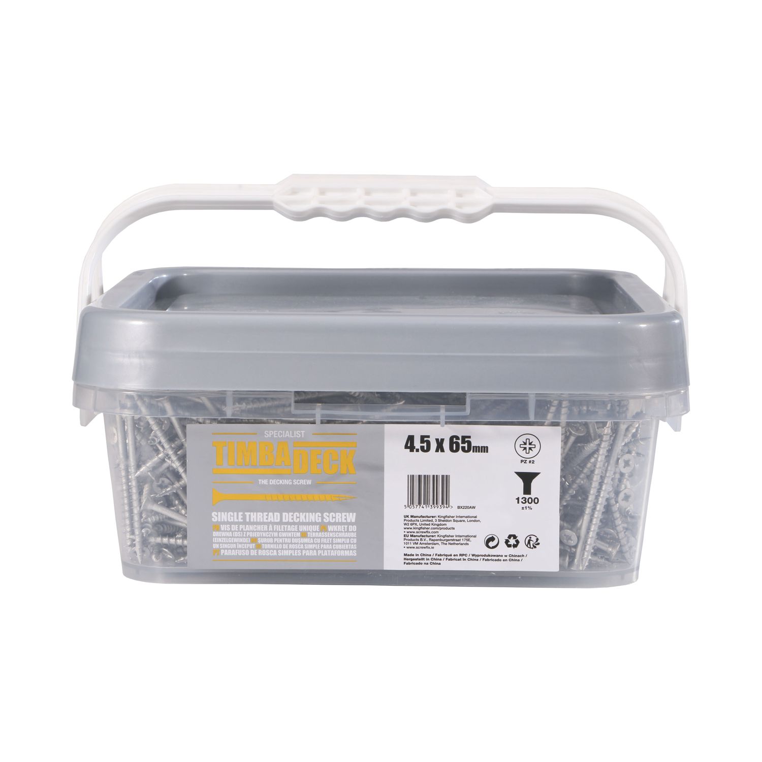 Timbadeck PZ Double-Countersunk Decking Screws 4.5mm x 65mm 1300 Pack (758PT)