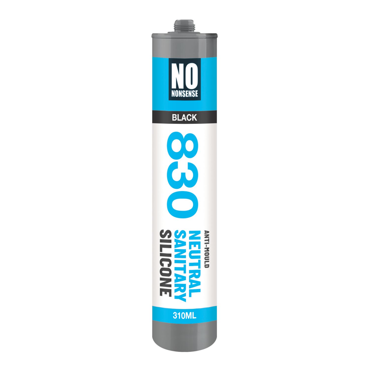 No Nonsense 830 Anti-Mould Neutral Sanitary Silicone Sealant Black 310ml (758RU)