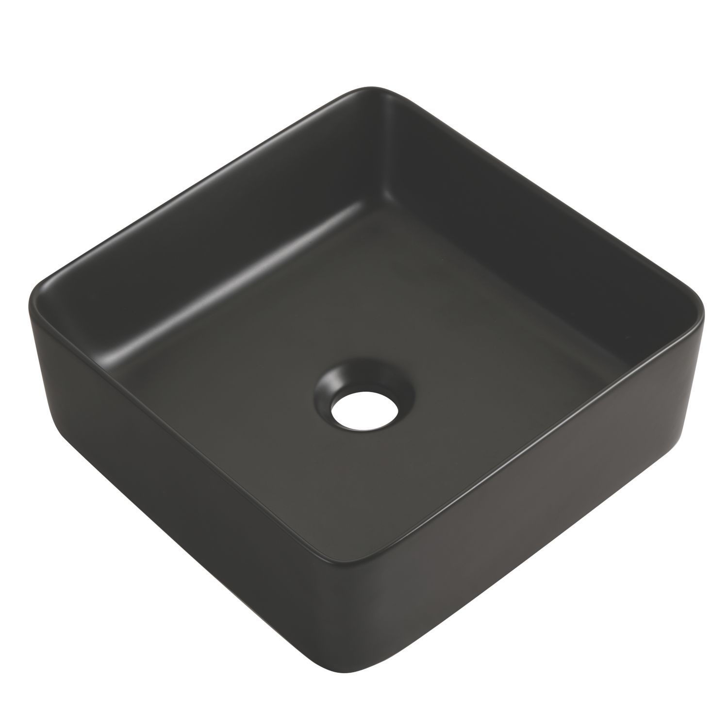 Swirl Alpheus Matt Black Basin No Tap Holes 342mm (759VM)