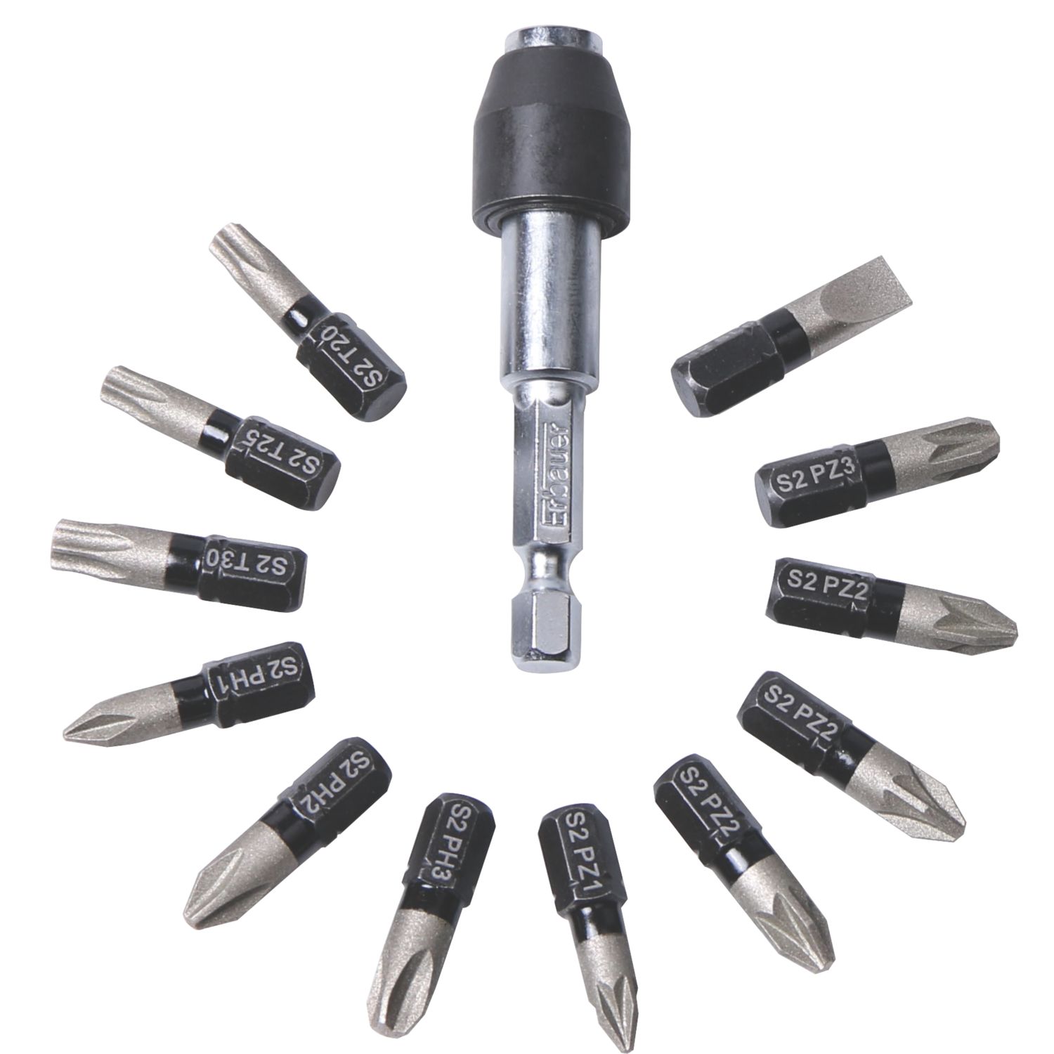 Erbauer 1/4" Hex Shank Mixed Diamond Impact Screwdriver Bit 13 Pieces (7609V)