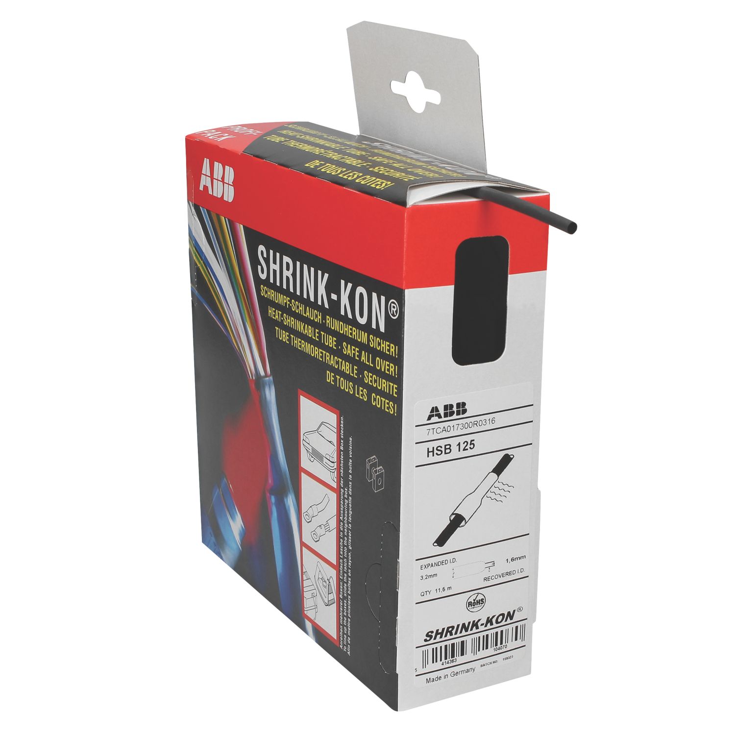 CED HSB93B Black Heat Shrink Tubing 2.4mm x 11.5m (760FP)