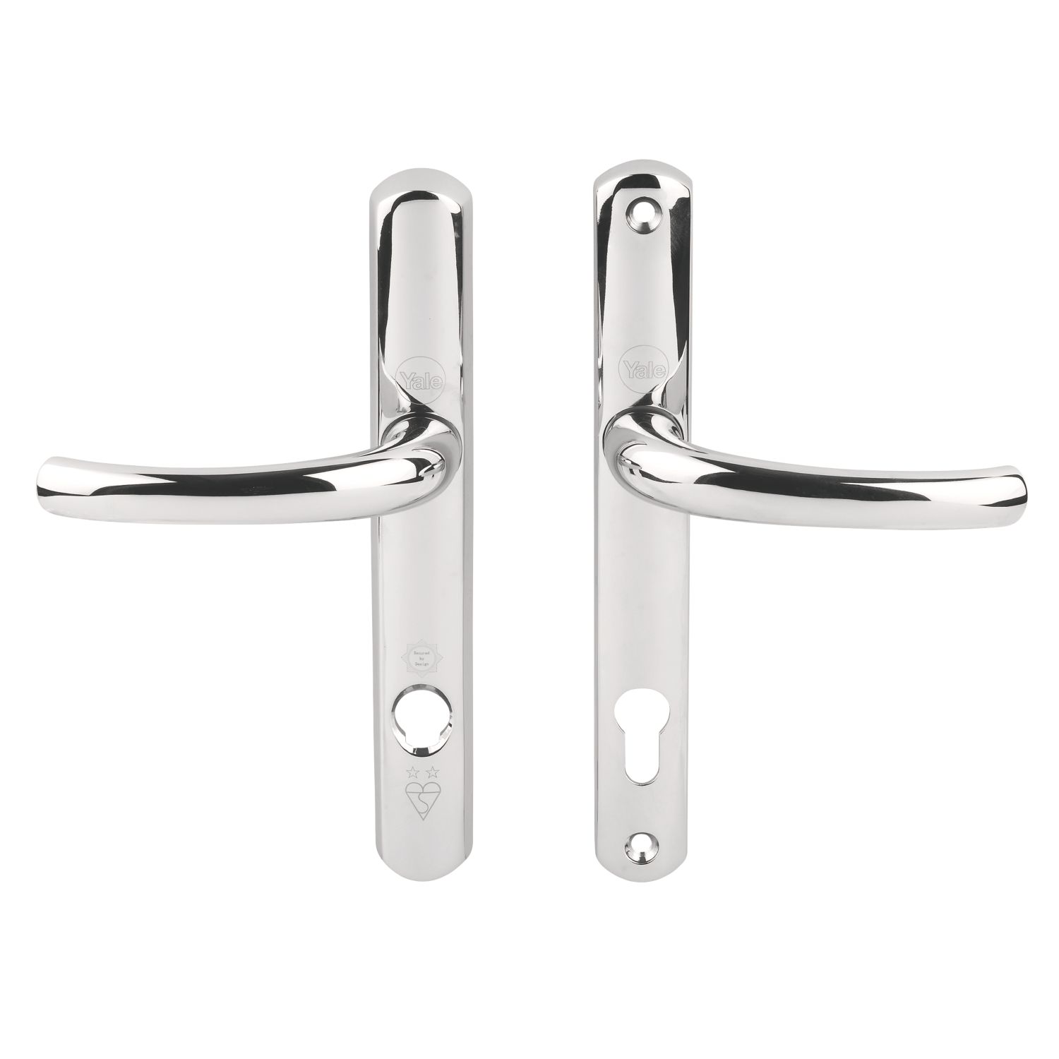Yale Platinum Security Lock Door Handles Pair Polished Chrome (7619D)
