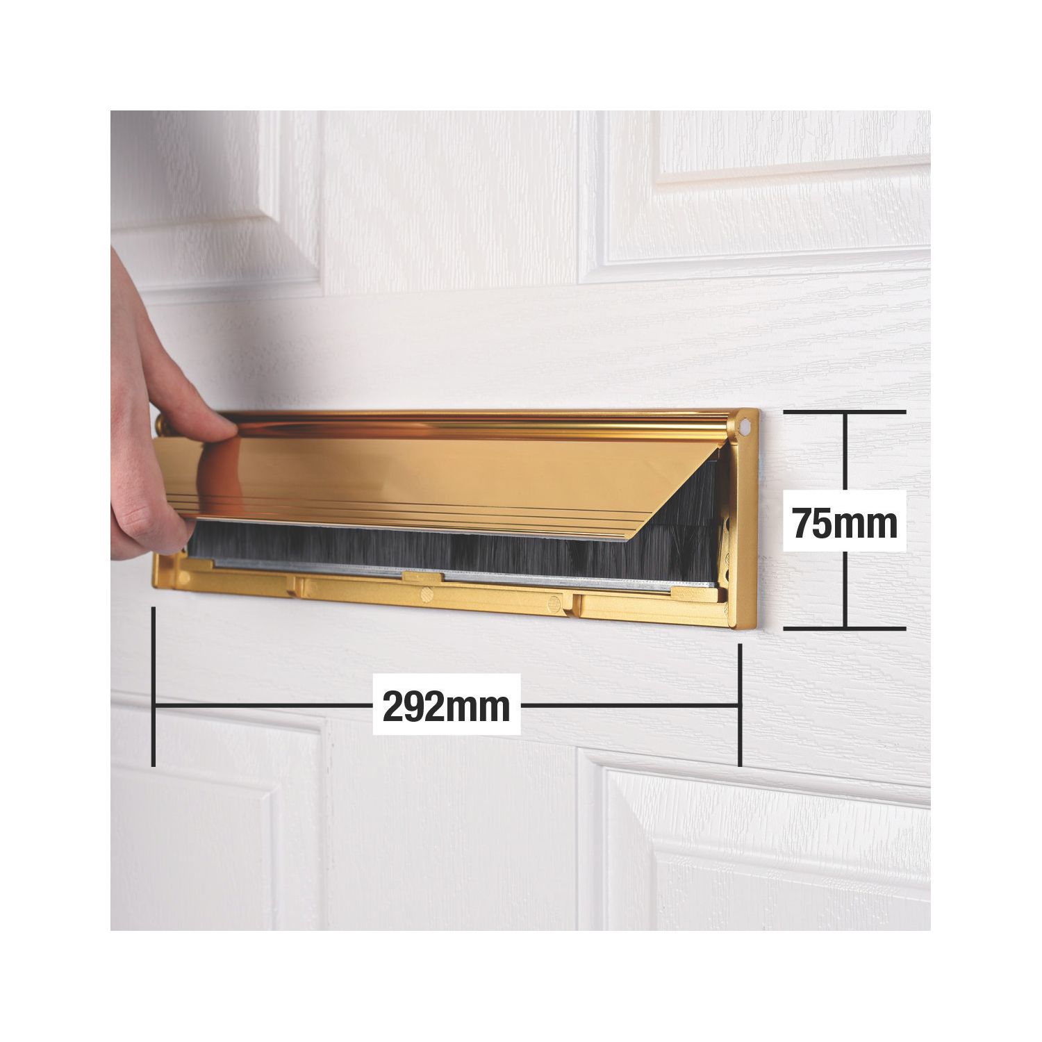 Stormguard Brush Letter Plate Gold 292mm x 75mm (7628V)