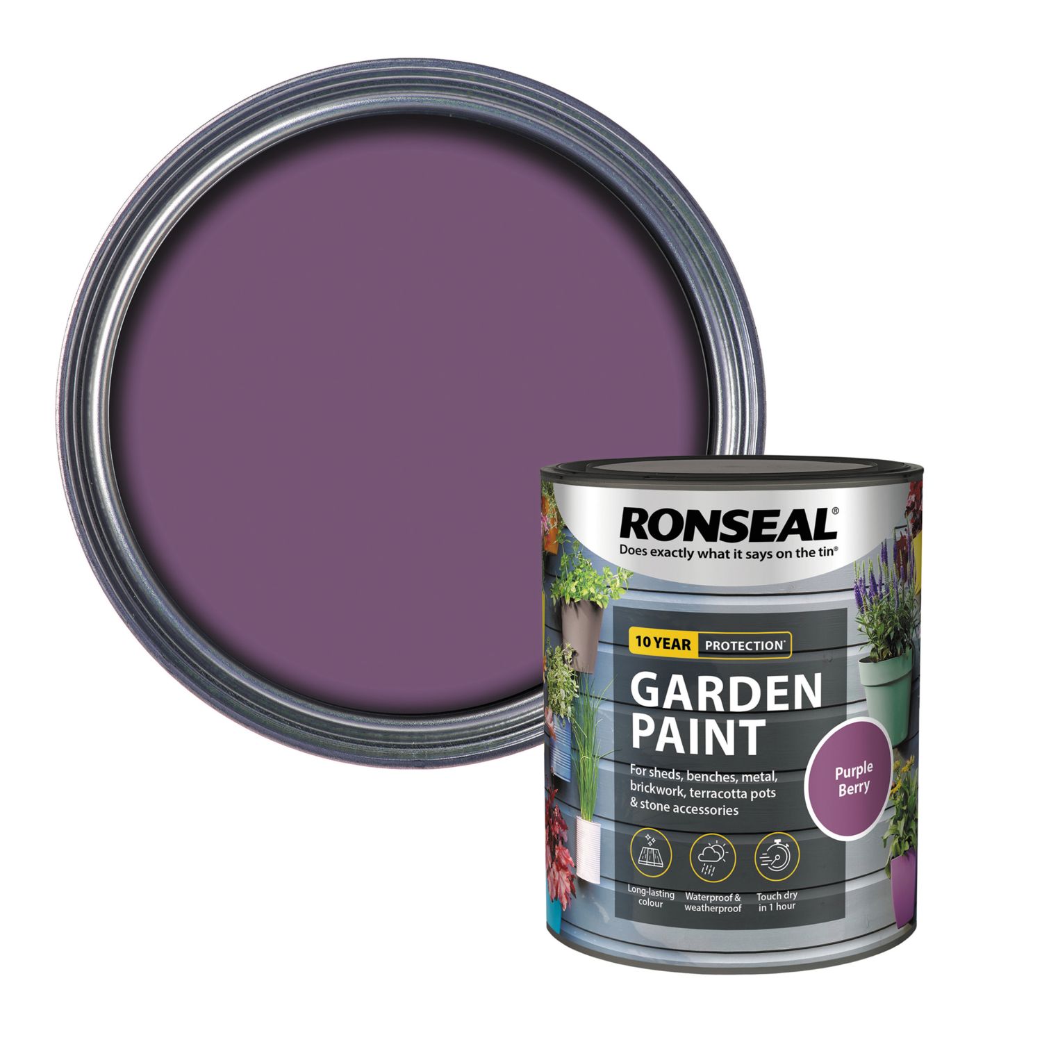 Ronseal 750ml Purple Berry Matt Garden Paint (7634H)