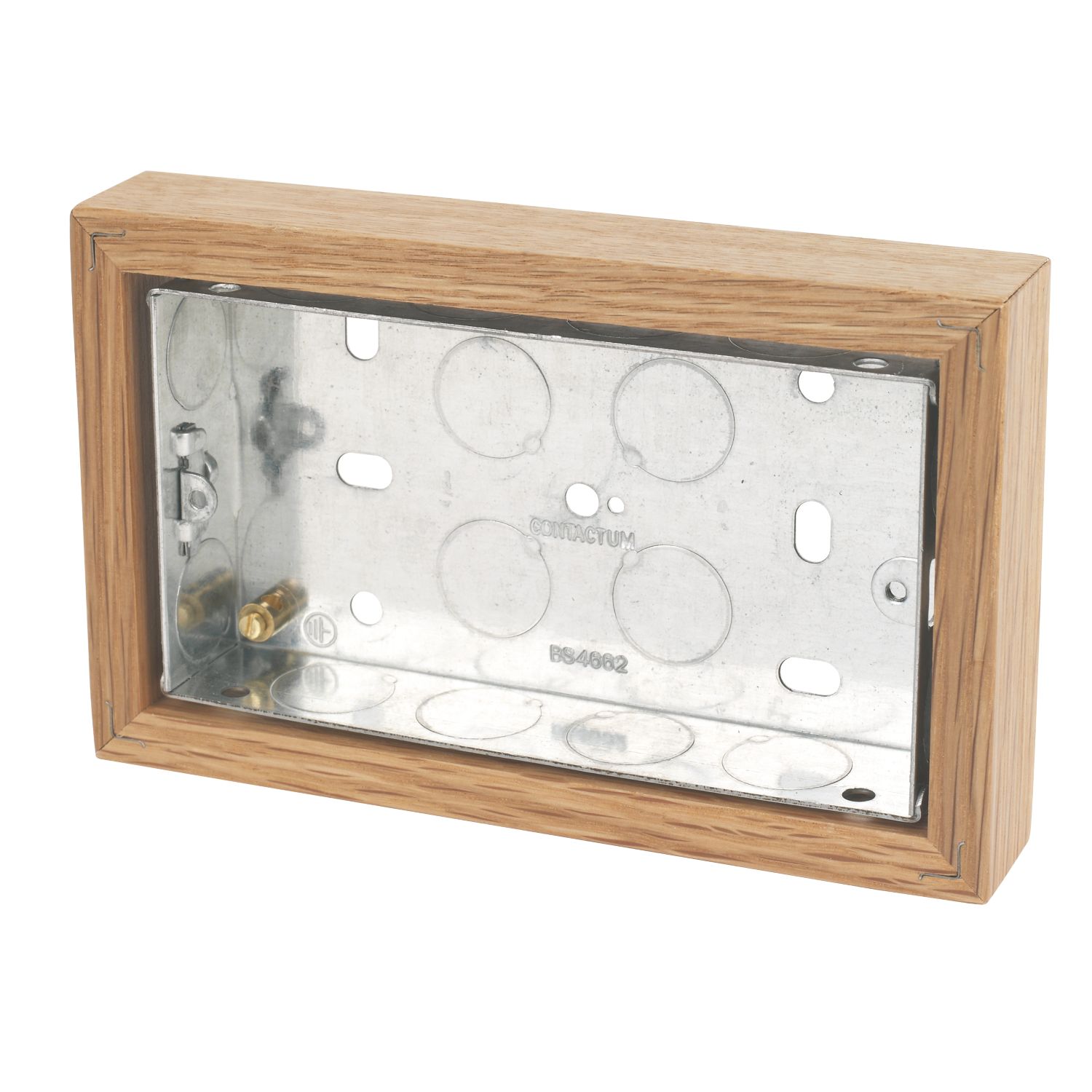 Varilight 2-Gang Surface Pattress Classic Oak Double Wall Box 25mm (7639H)