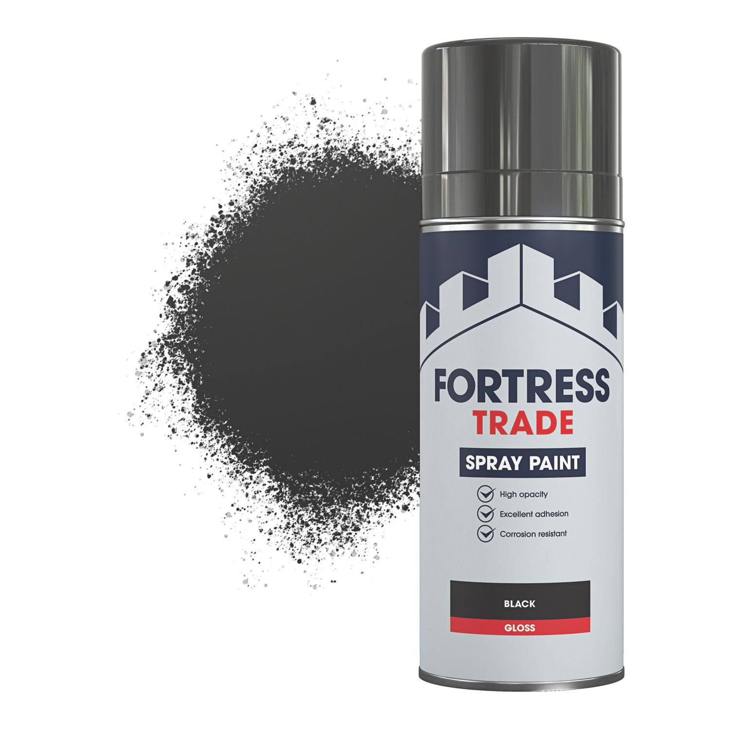 Fortress Trade 400ml Black Gloss Anti Corrosive Metal Spray Paint (763JM)