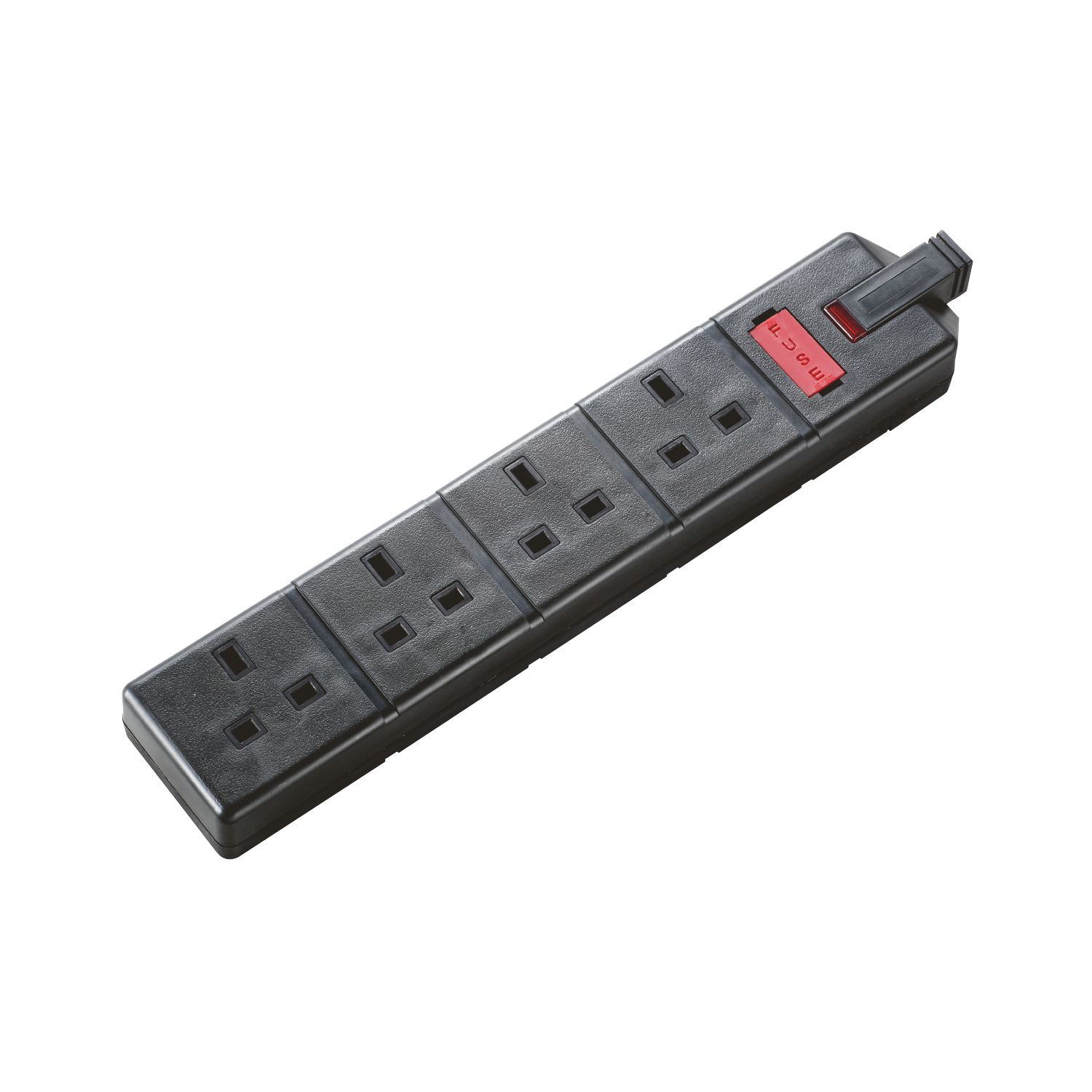 Masterplug 13A 4-Gang Unfused Rewireable Fused Socket with Neon Black (76584)