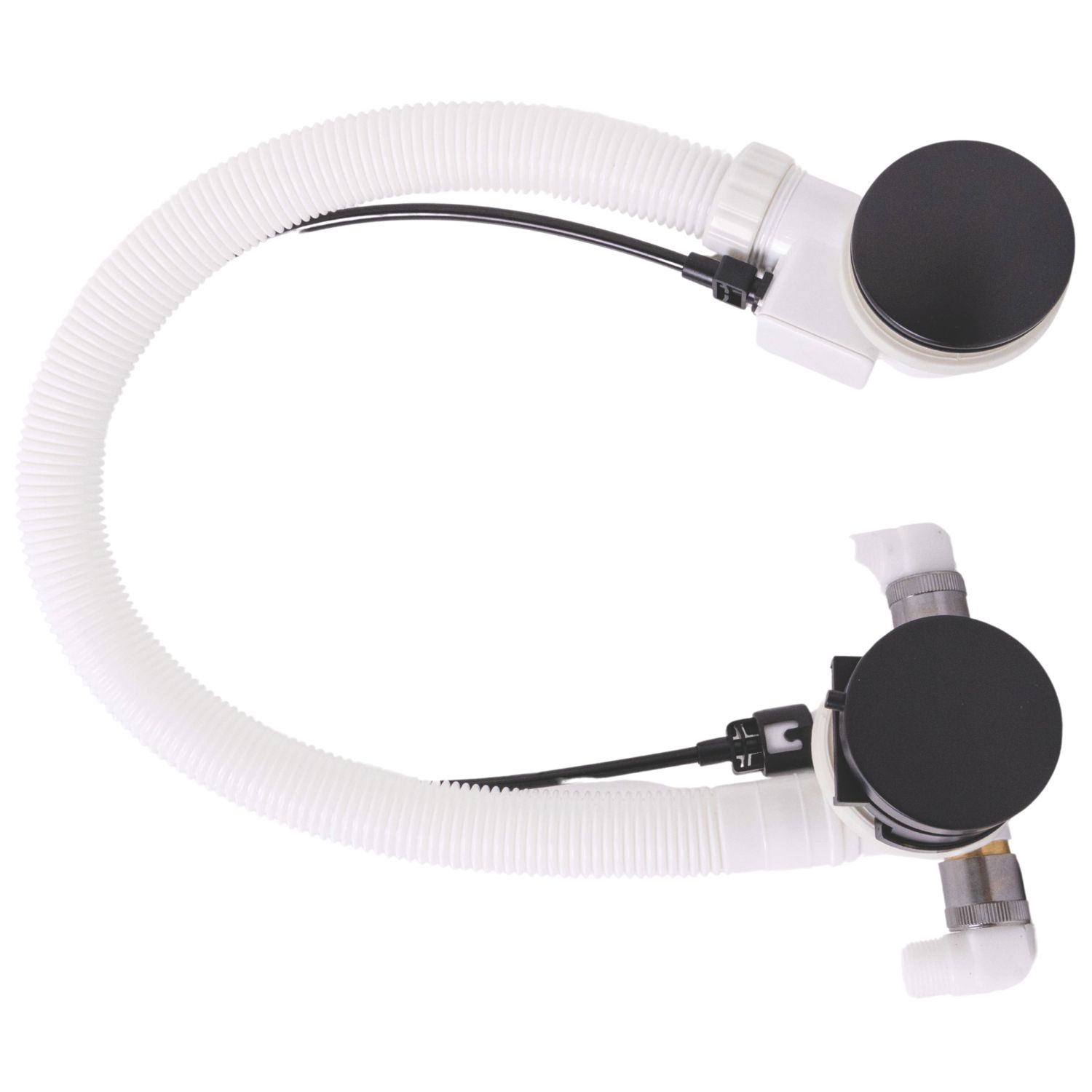 ETAL Freeflow Matt Black Round Head Bath Overflow Filler Tap With Pop-Up Waste (767VN)