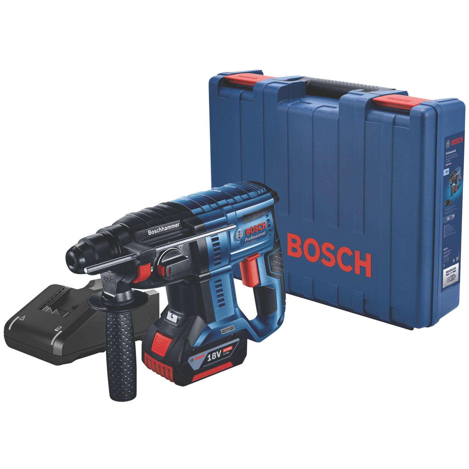 Bosch GBH 18V-21 2.4kg 18V 1 x 4.0Ah Li-Ion CoolPack Brushless Cordless SDS Plus Hammer Drill (769KJ)