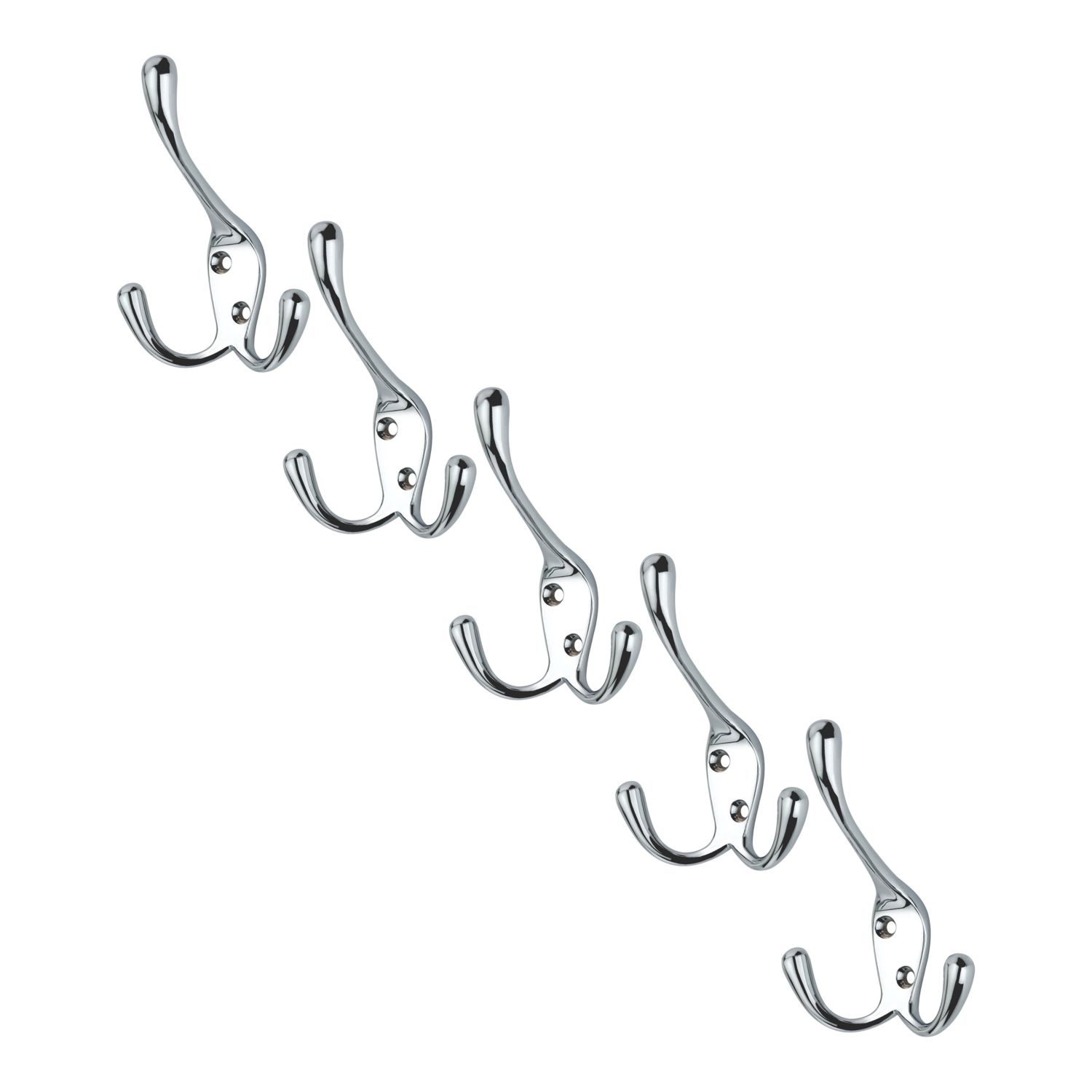 Essentials Tri-Hooks Polished Chrome 100mm 5 Pack (769TA)