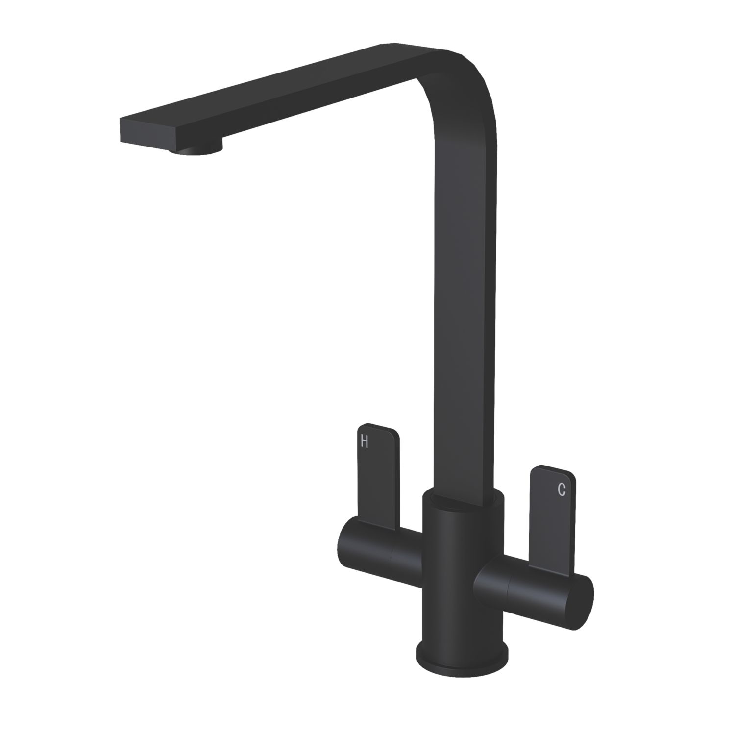ETAL Stroud Twin Lever Kitchen Mixer Tap Matt Black (773FJ)