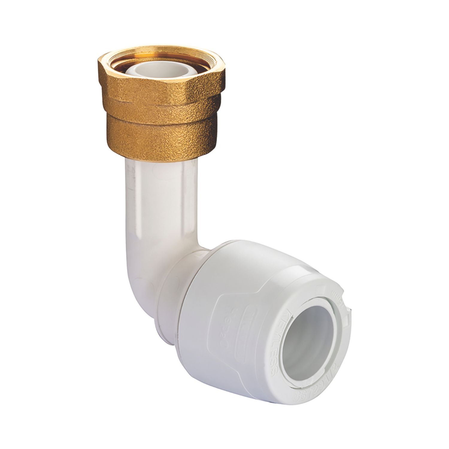 Hep2O Plastic Push-Fit Angled Keyless Tap Connector 15mm x 1/2" (774RE)