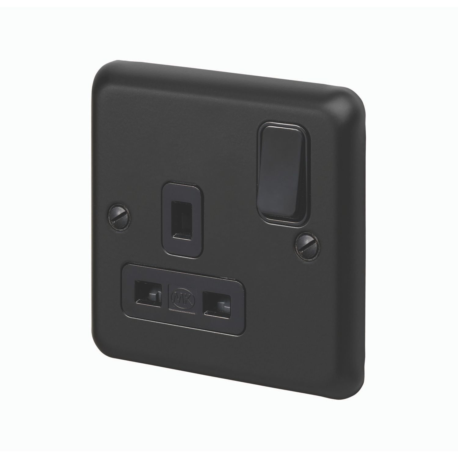 MK Contoura 13A 1-Gang DP Switched Plug Socket Black with Colour-Matched Inserts (775RG)