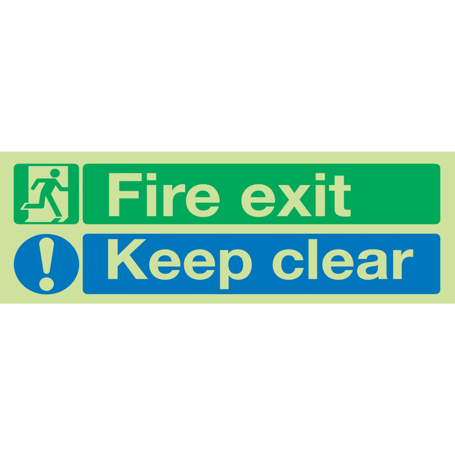 Nite-Glo Photoluminescent "Fire Exit Keep Clear" Sign 150mm x 450mm (77668)
