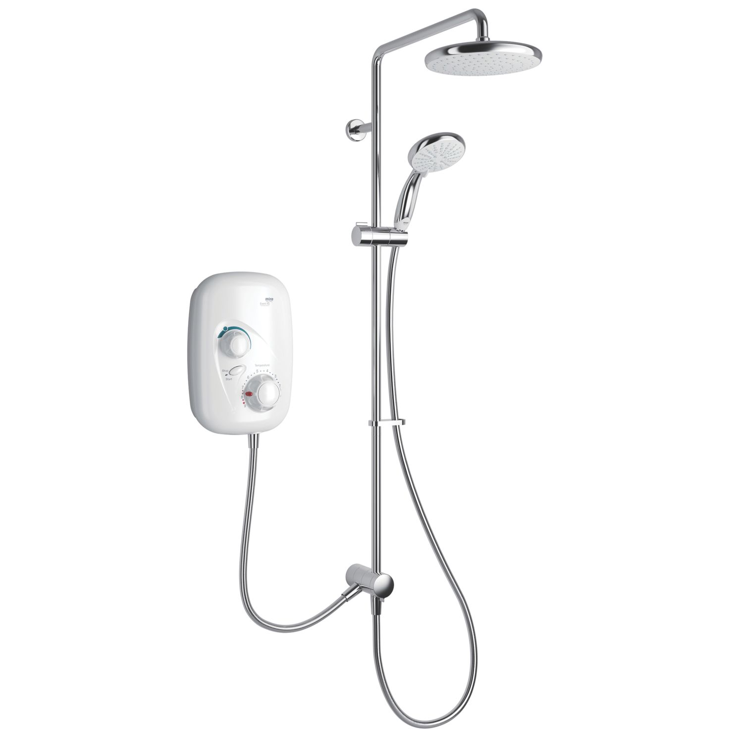 Mira Event XS Dual Gravity-Pumped White/Chrome Thermostatic Power Shower (779JF)