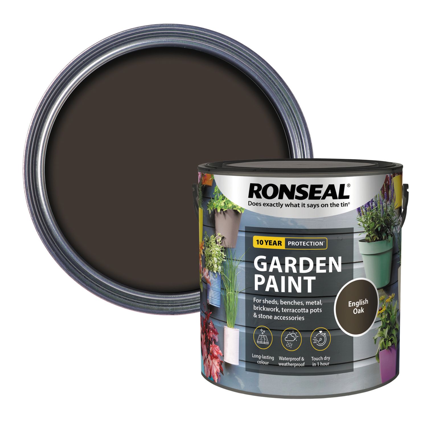 Ronseal 2.5Ltr English Oak Matt Garden Paint (7802H)