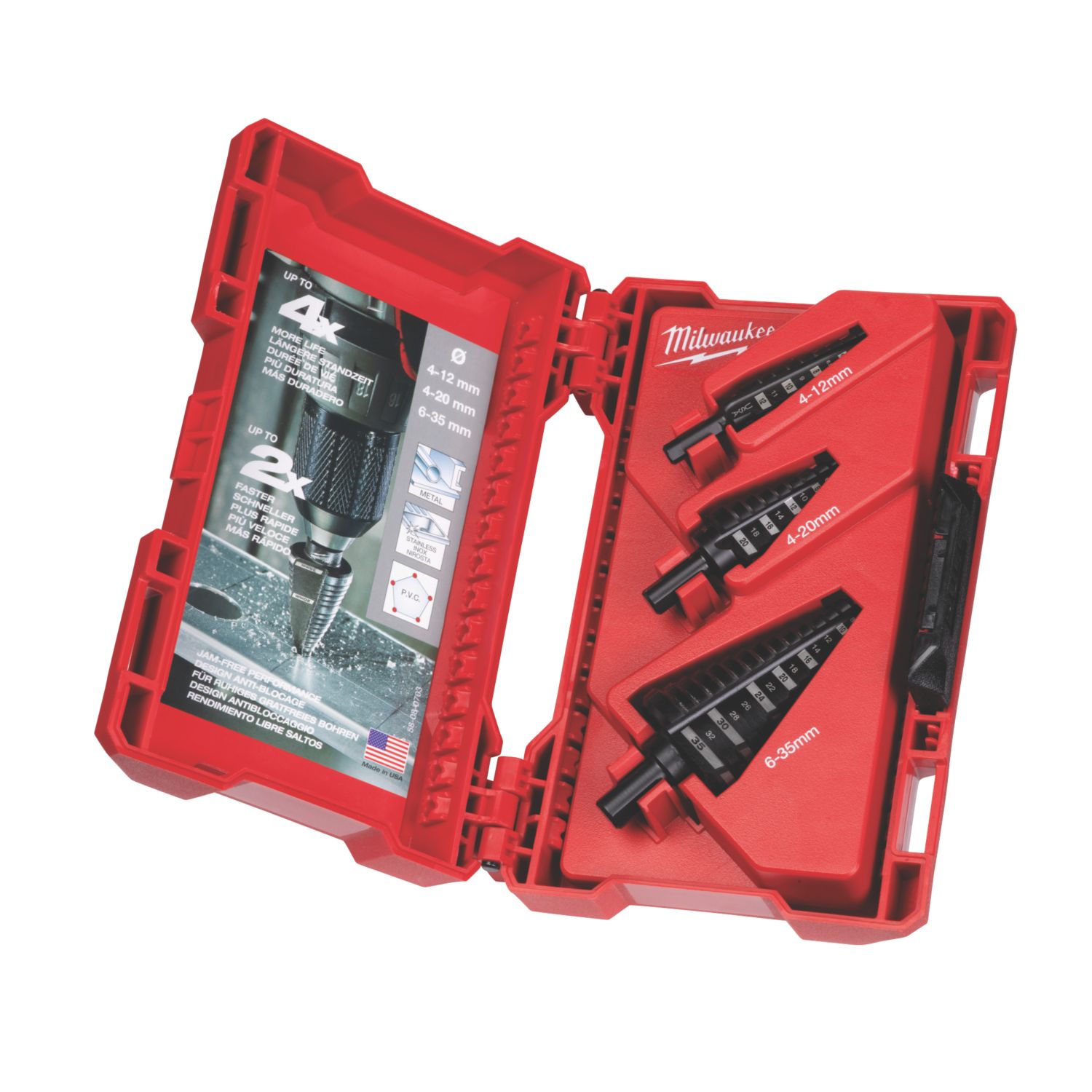 Milwaukee Straight Shank Multi-Material Step Drill Set 3 Pieces (780GE)