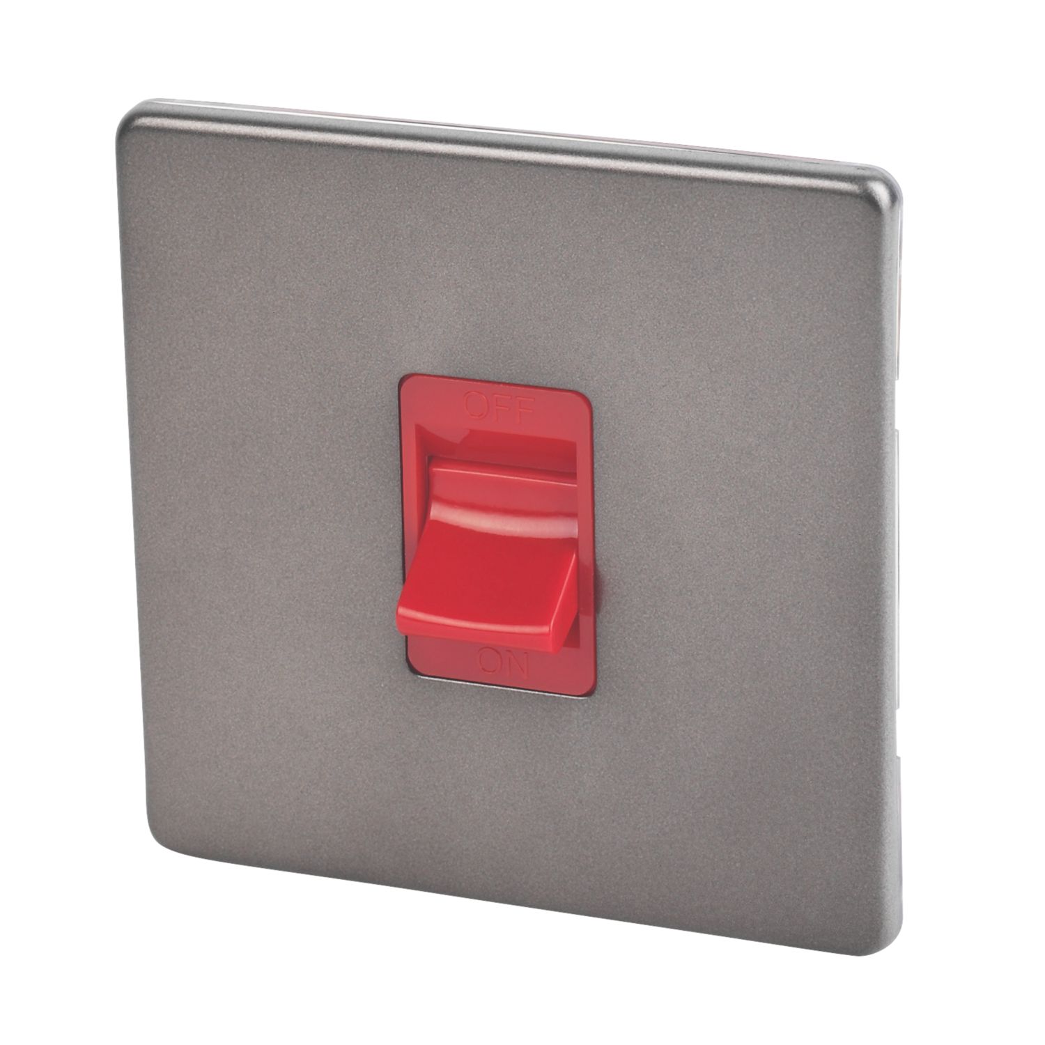 Varilight 45AX 1-Gang DP Cooker Switch Slate Grey with Red Inserts (7825H)