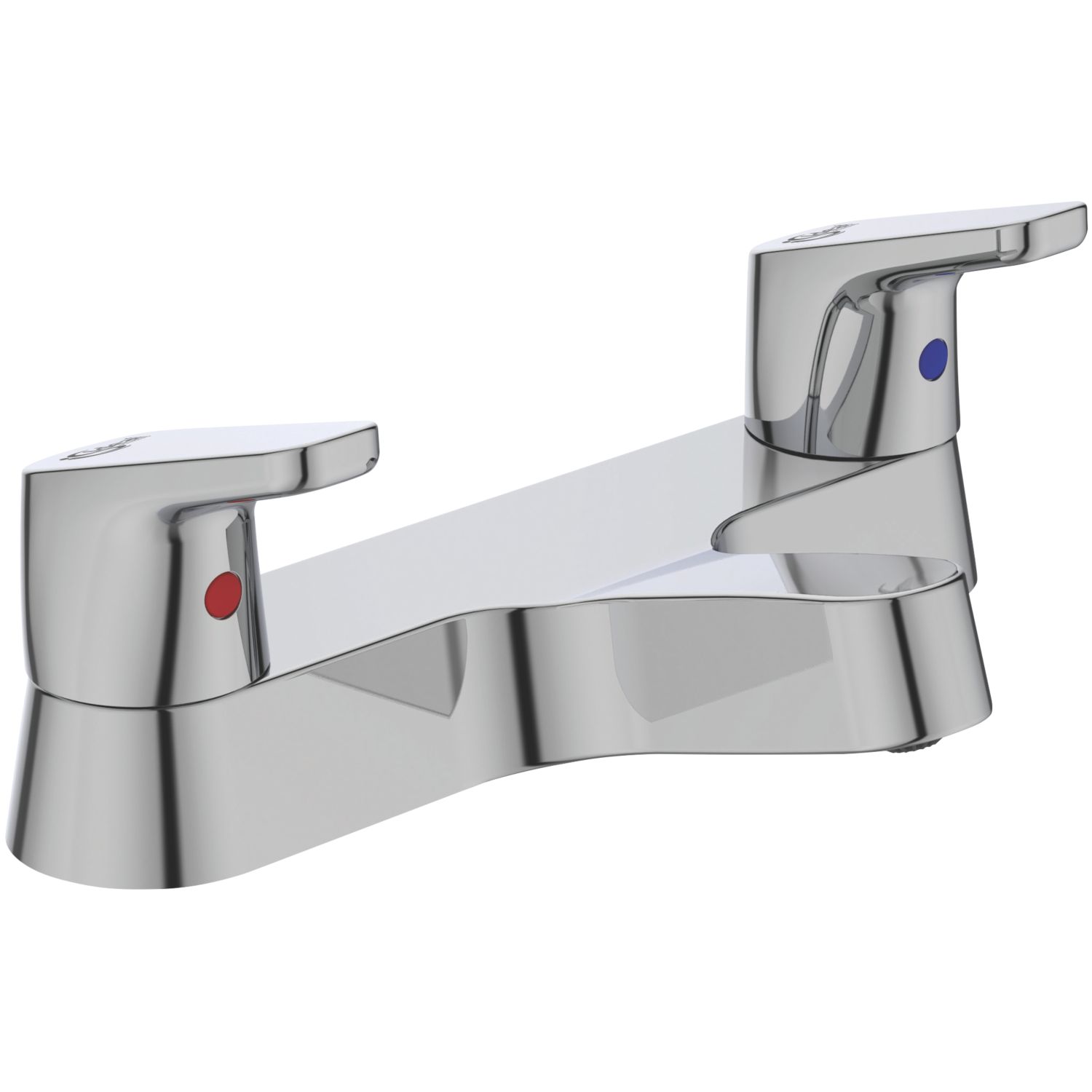 Ideal Standard Dot 2.0 Silver 67mm Deck Mounted Lever 2 Tap Holes Bath Mixer Tap (782GT)
