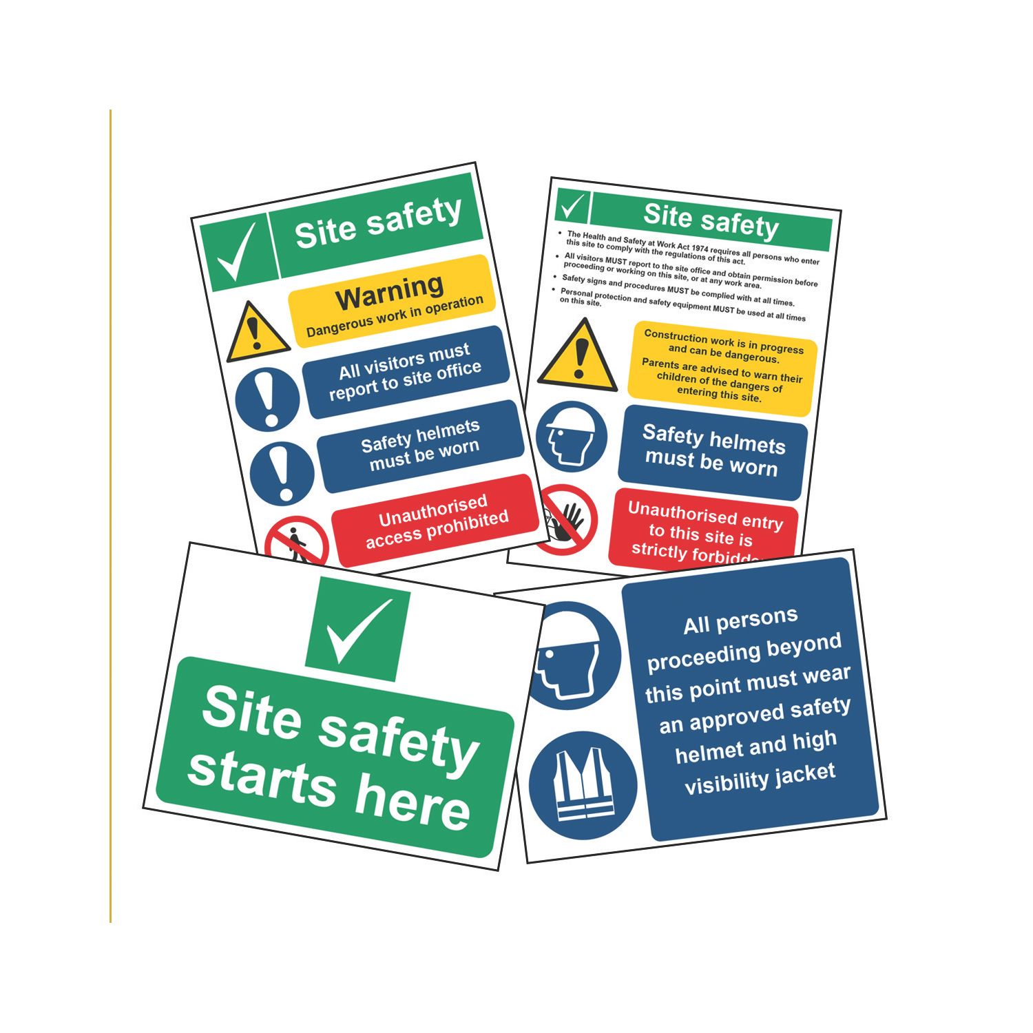 Essentials "Site Safety" Signs 400mm x 300mm 4 Pack (783HL)