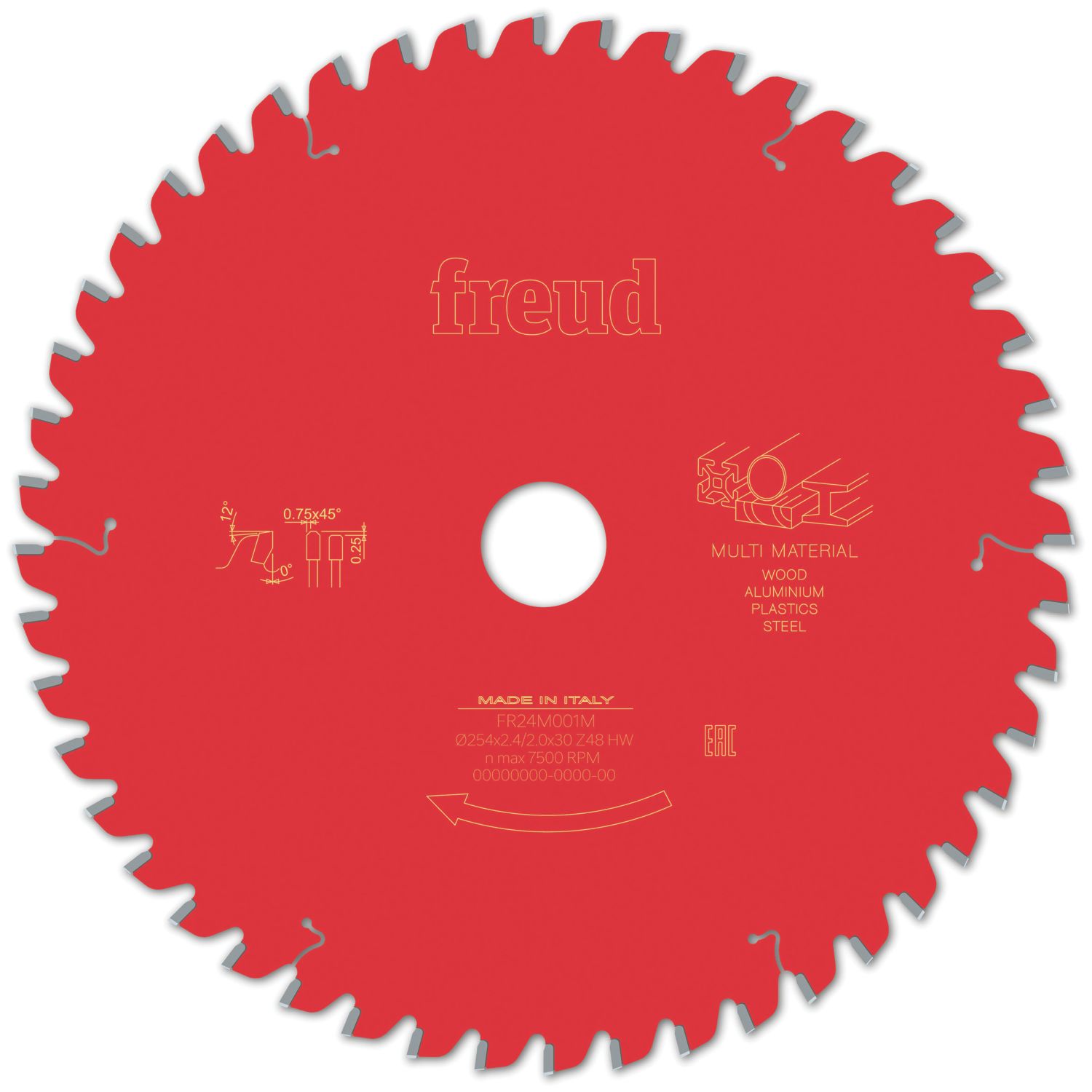 Freud F03FS09889 Multi-Material Circular Saw Blade 254mm x 30mm 48T (783VV)