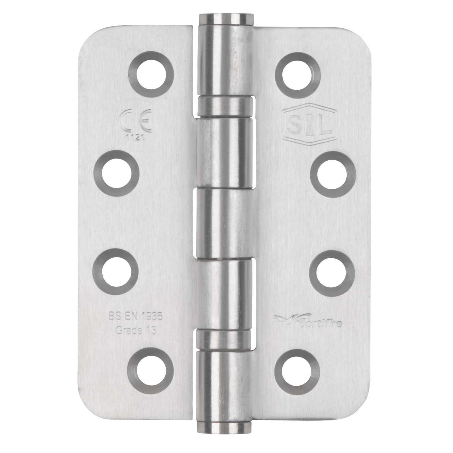 Smith & Locke Satin Stainless Steel Grade 13 Fire Rated Radius Hinges 102mm x 76mm 2 Pack (7847J)