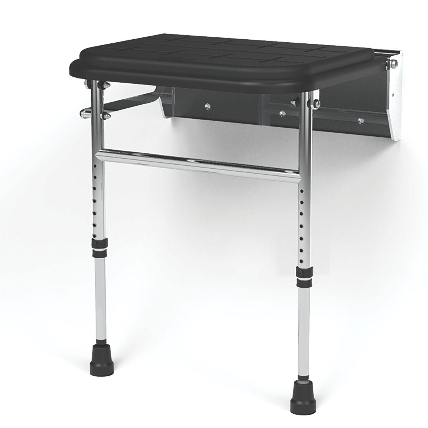 Nymas Wall Mounted Premium Padded Shower Seat Black (784GX)