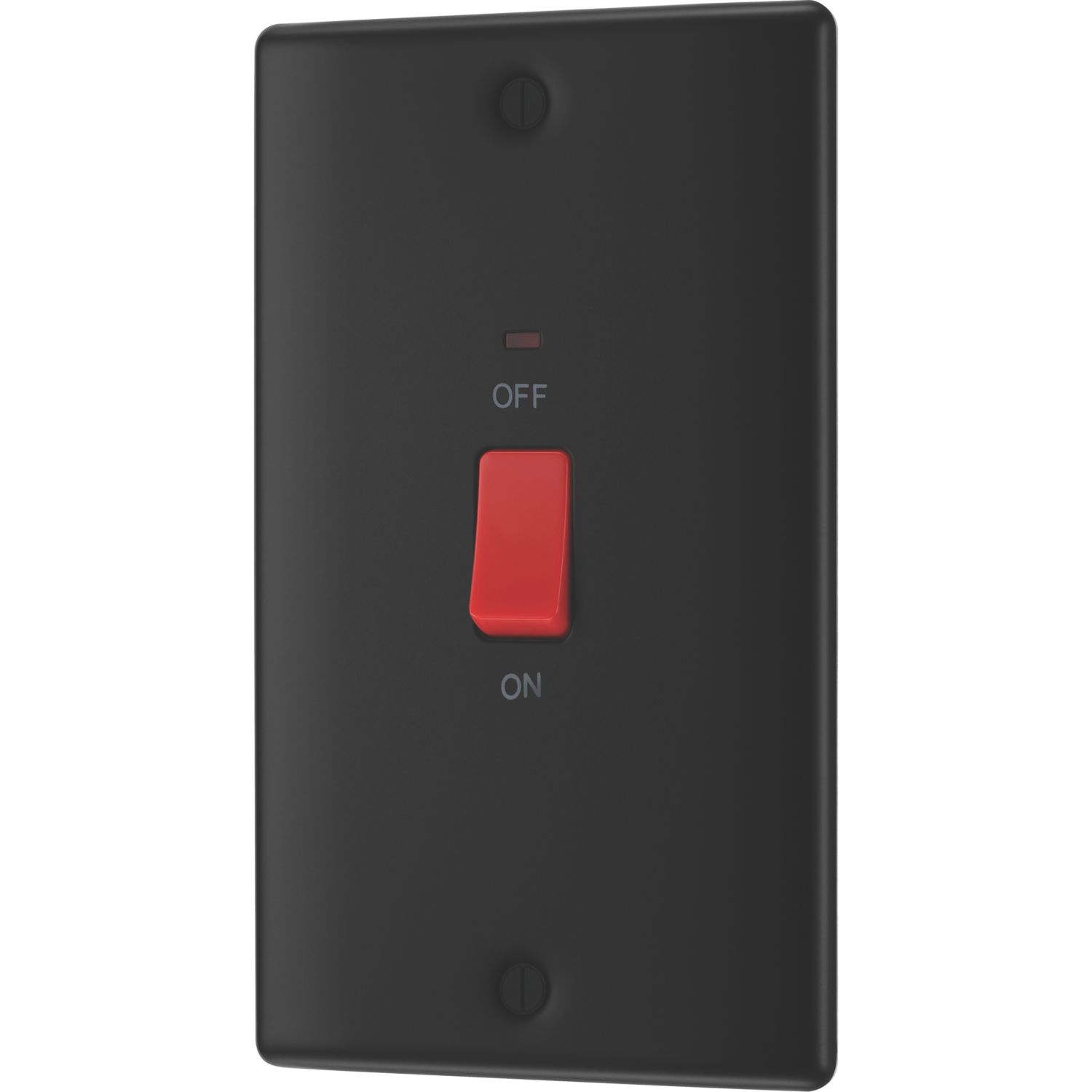 British General Nexus Metal 45A 1-Gang DP Cooker Switch Matt Black with LED (784PM)