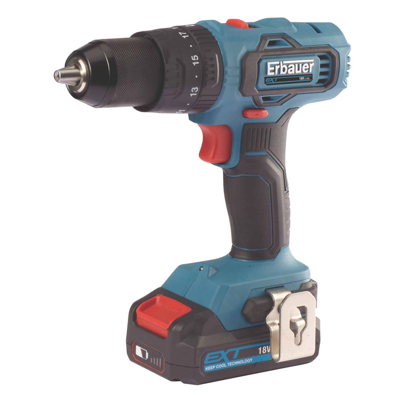 Erbauer EBCD18Li-2 18V 2 x 2.0Ah Li-Ion EXT Cordless Combi Drill (785HF)