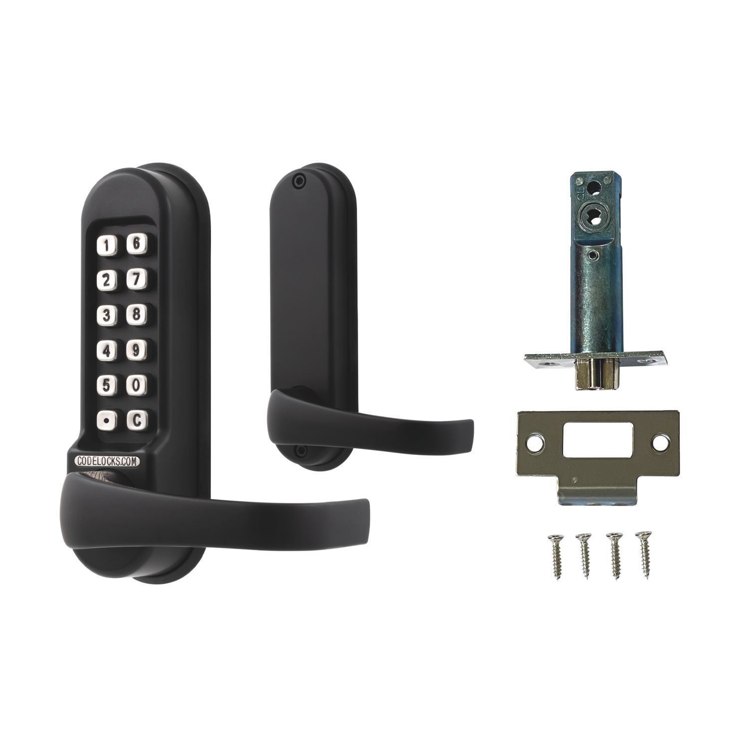 Codelocks Push-Button Lock & Mortice Latch with Code-Free Mode 72mm Matt Black (785KK)