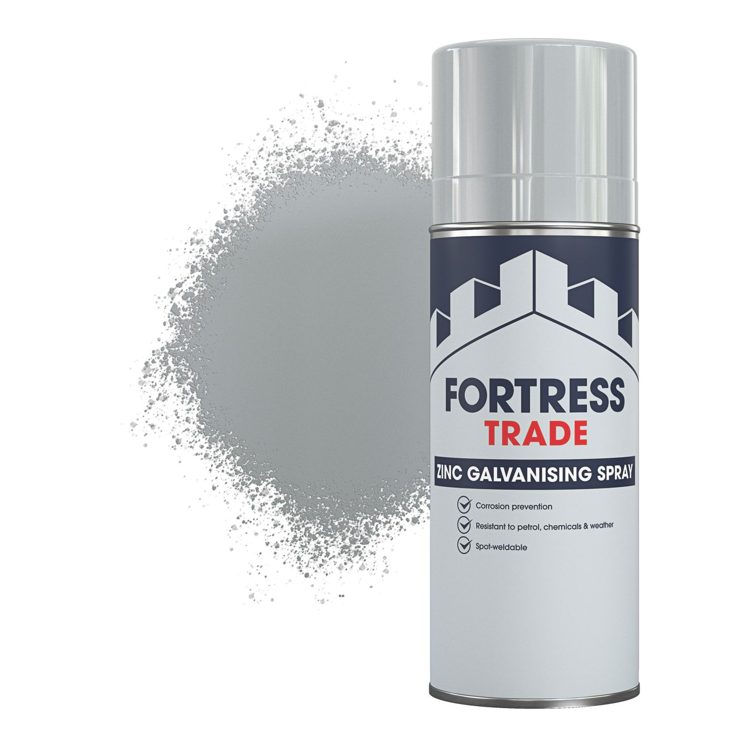 Fortress Trade 400ml Silver Matt Zinc Galvanising Metal Spray Paint (786JM)