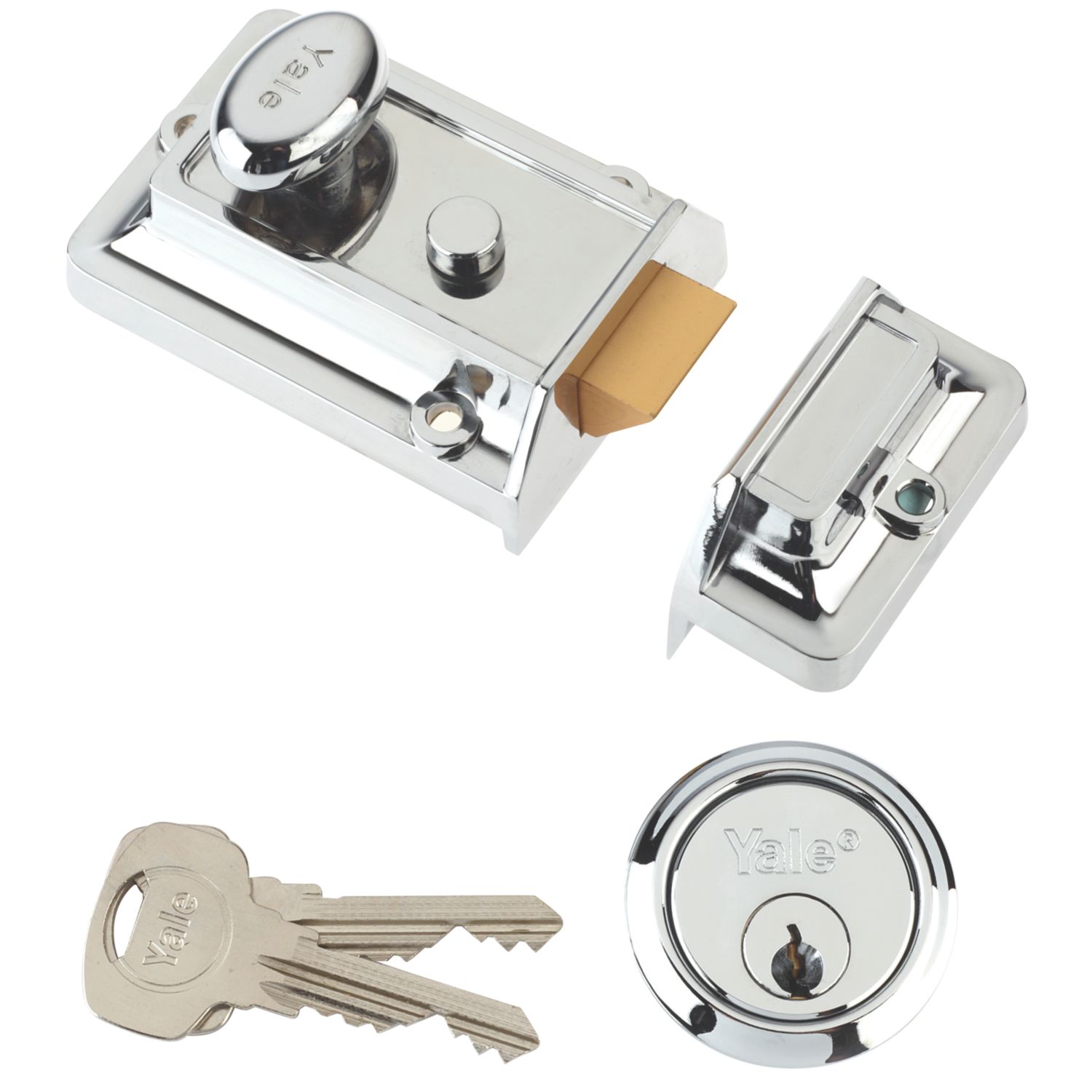 Yale 77 Traditional Night Latch Polished Chrome-Plated 60mm Backset (78737)
