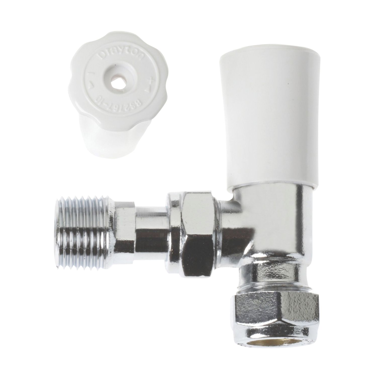 Drayton 15mm x 1/2" White Angled Lockshield Radiator Valve (7877G)