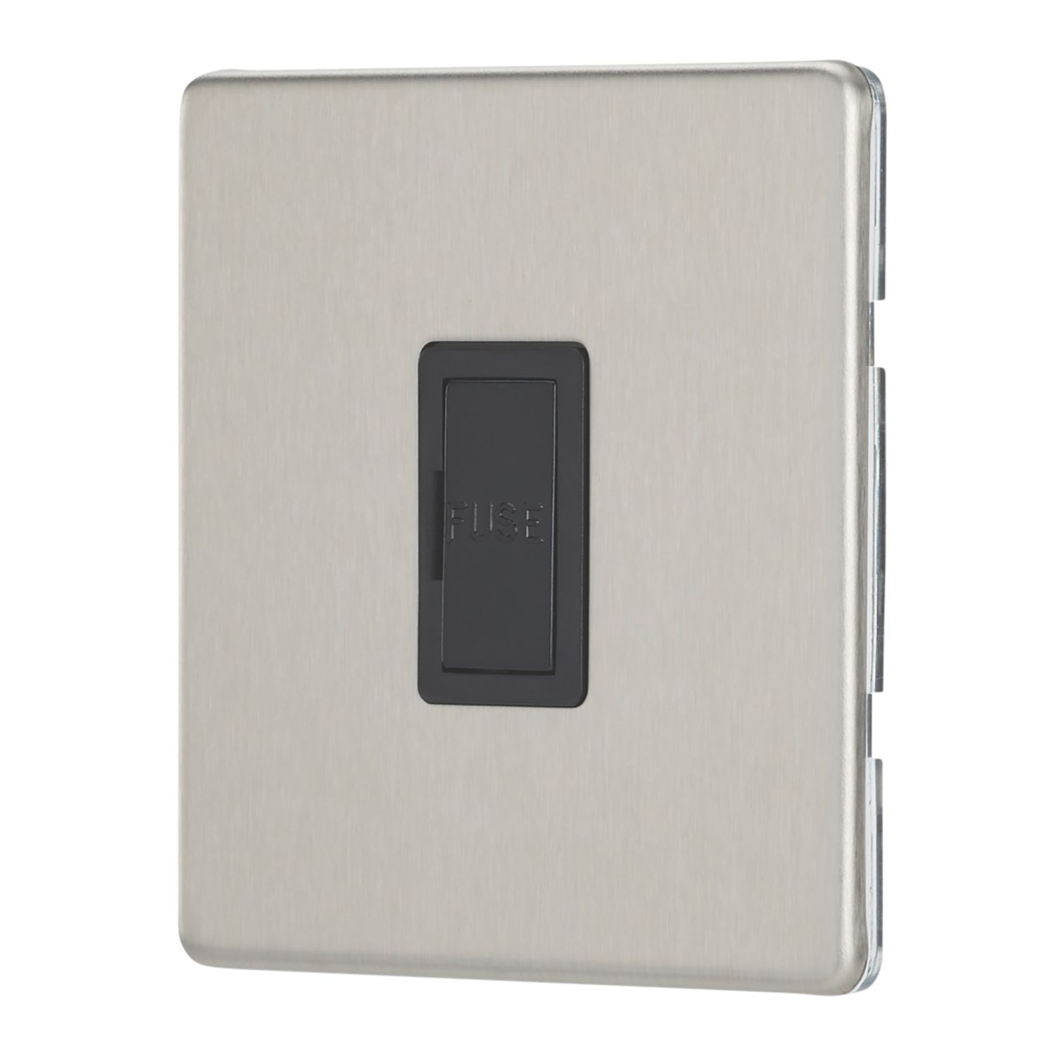 Contactum Lyric 13A Unswitched Fused Spur Brushed Steel with Black Inserts (787RR)