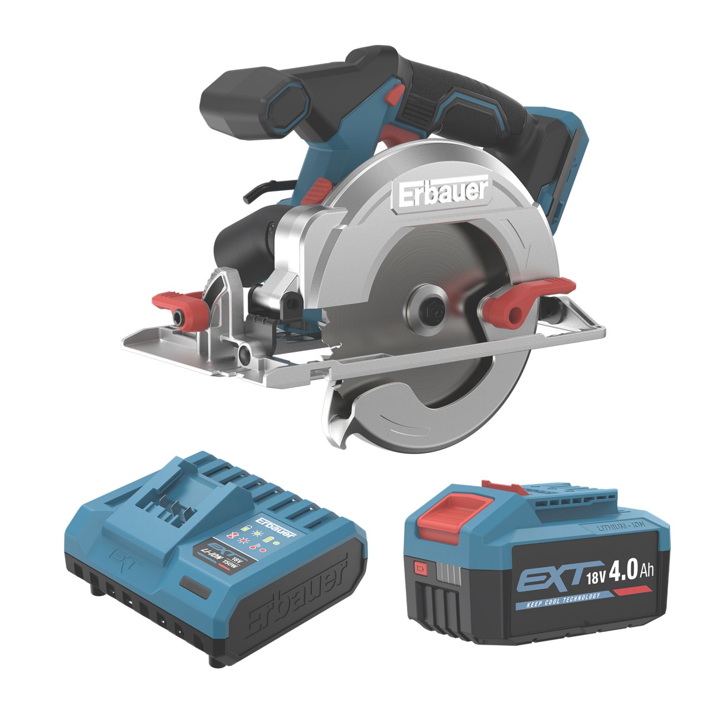 Erbauer ERI1085CSW 165mm 18V 1 x 4.0Ah Li-Ion EXT Brushless Cordless Circular Saw (788YM)