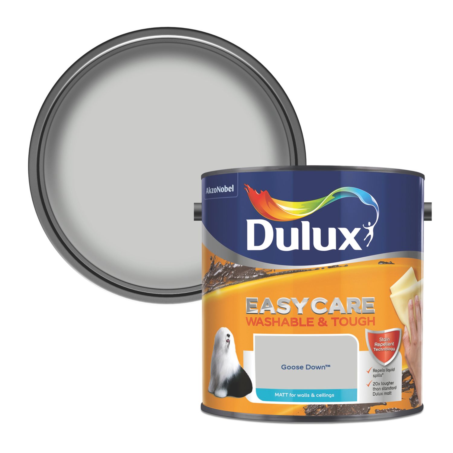 Dulux EasyCare Washable & Tough 2.5Ltr Goose Down Matt Emulsion Paint (7890T)